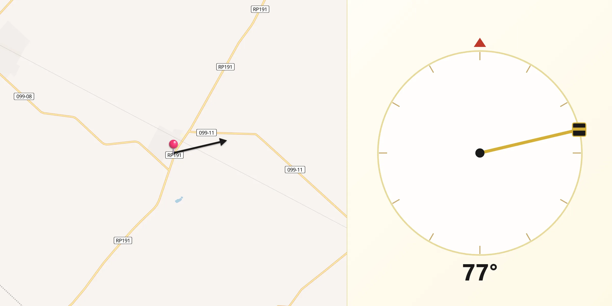 Dirección de la Qibla desde Baradero