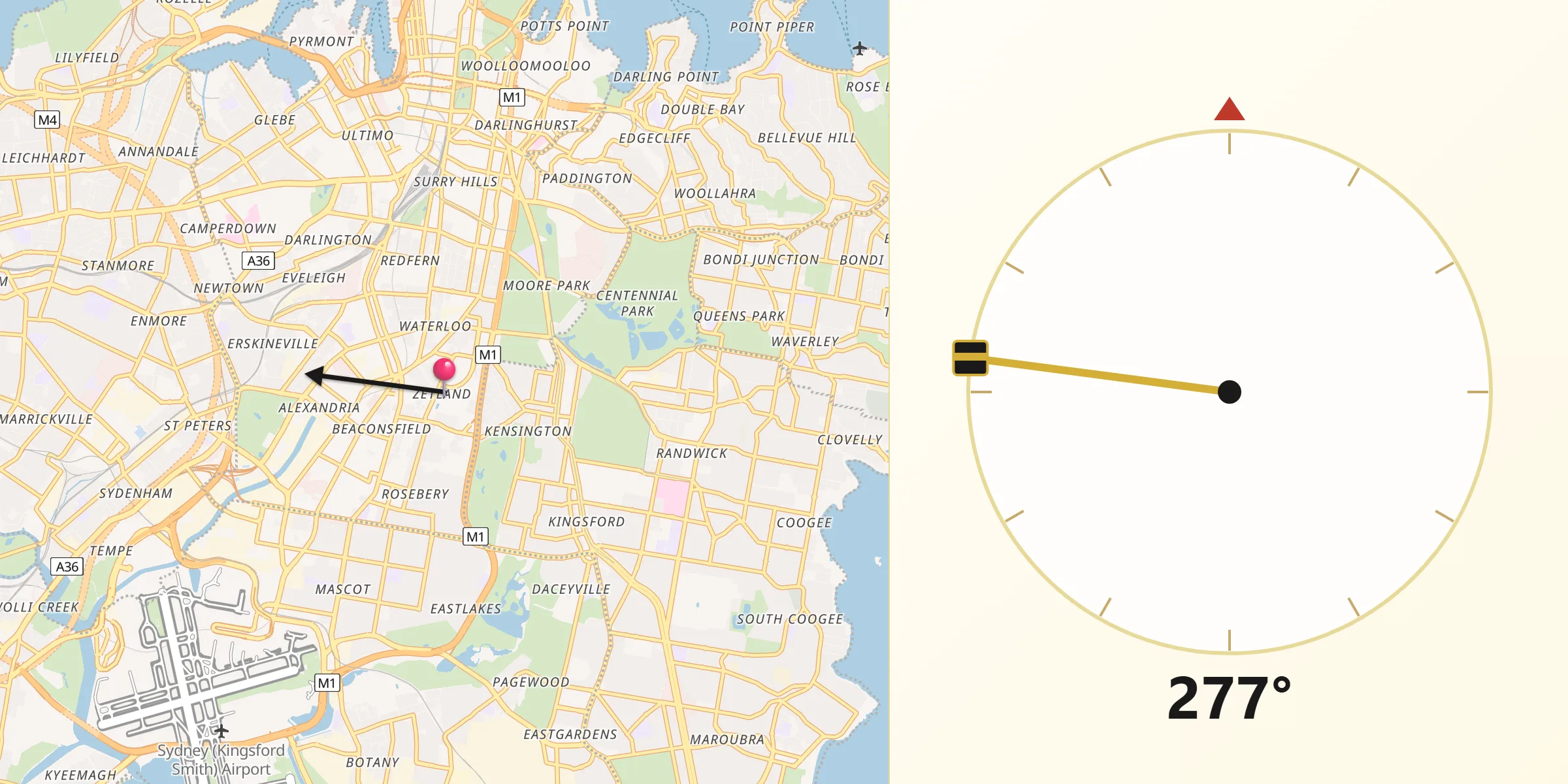Qibla Direction from Zetland