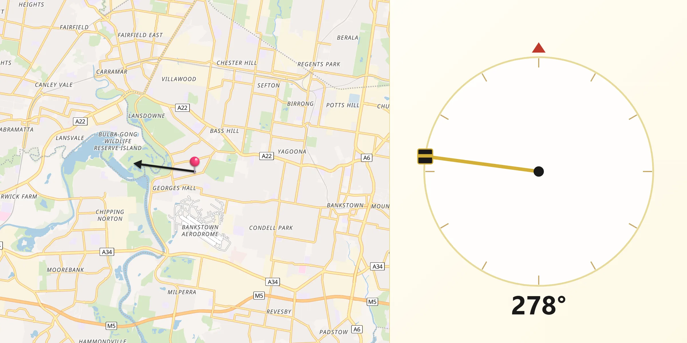 Qibla Direction from Georges Hall