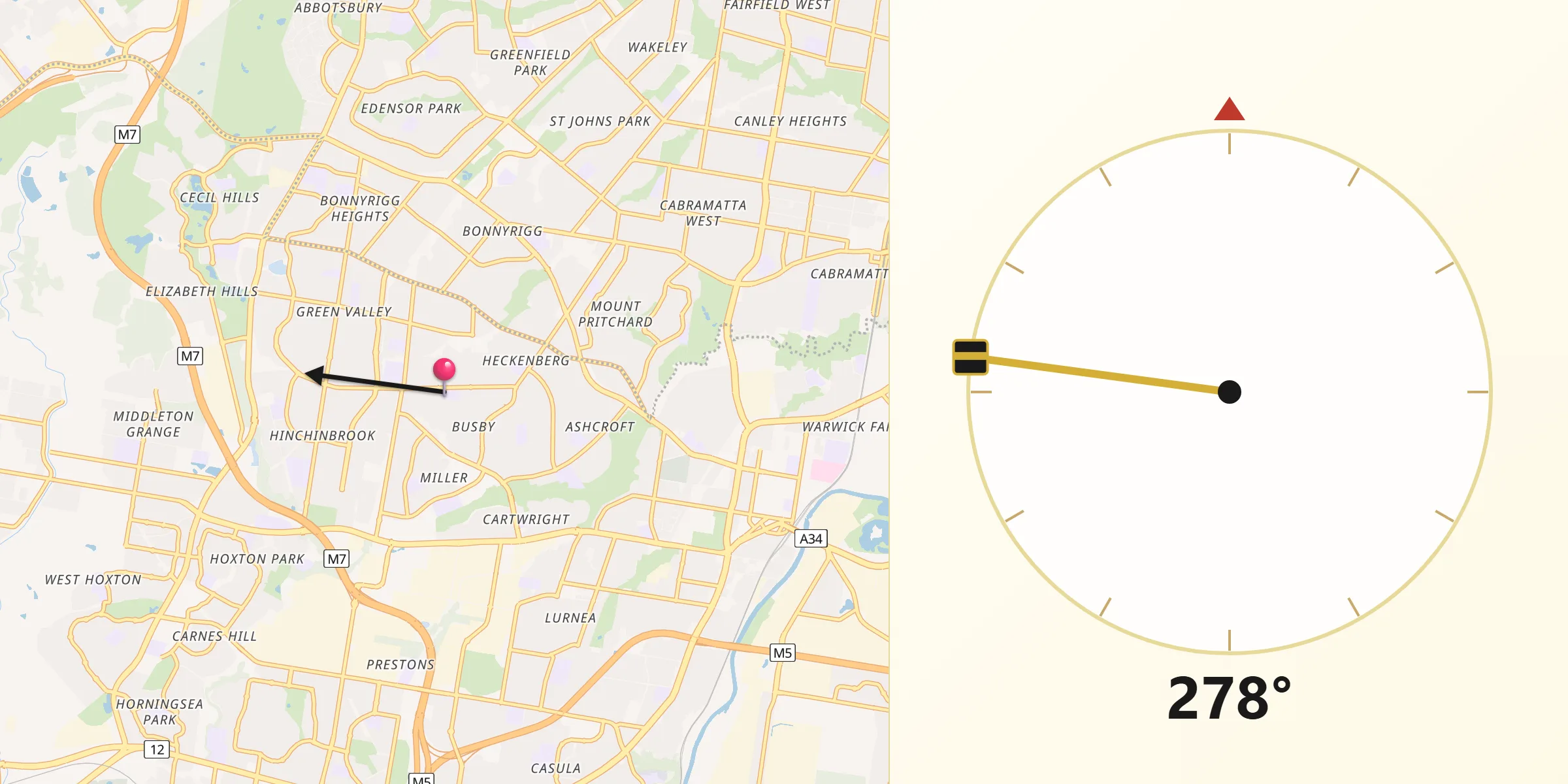 Qibla Direction from Busby