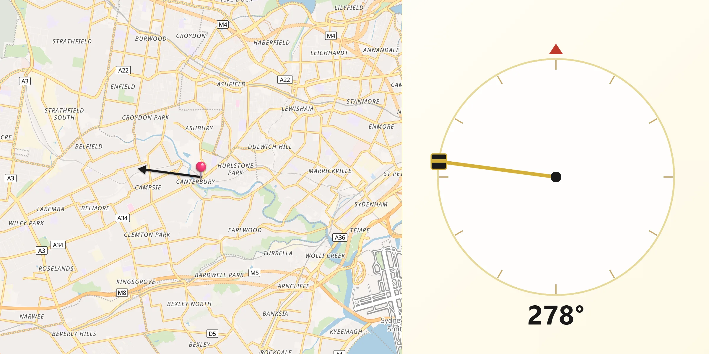 Qibla Direction from Canterbury