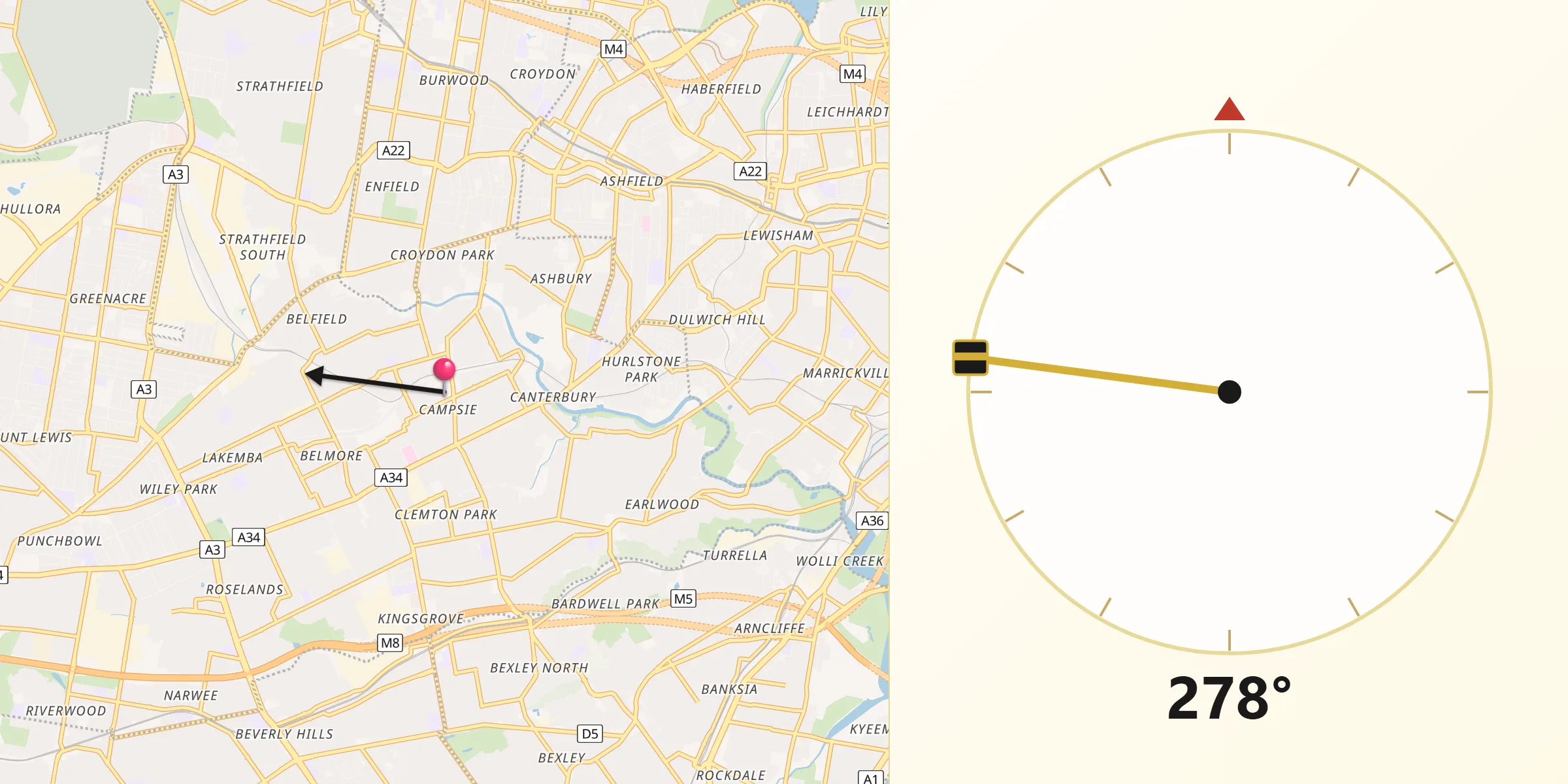 Qibla Direction from Campsie