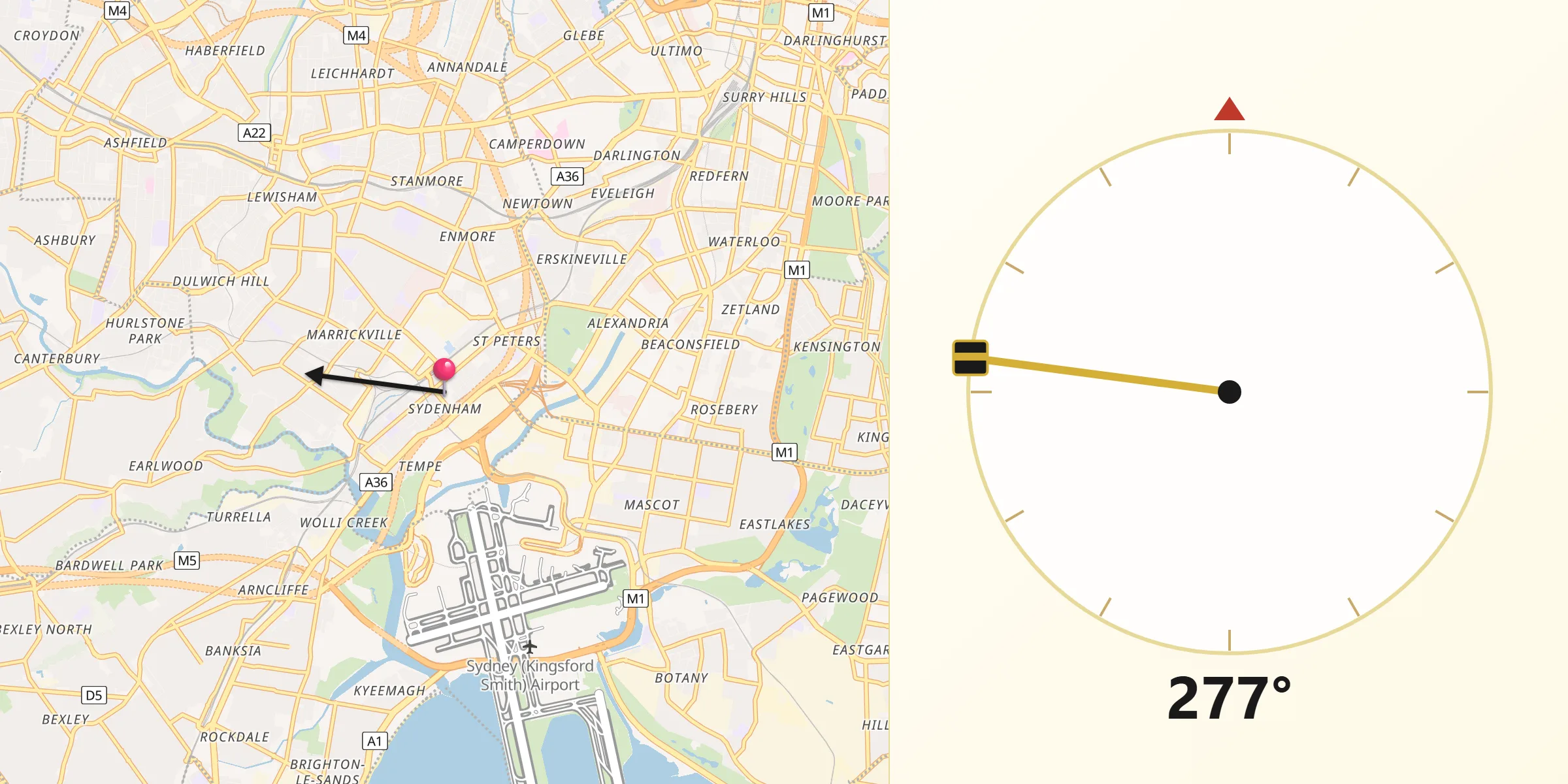 Qibla Direction from Sydenham