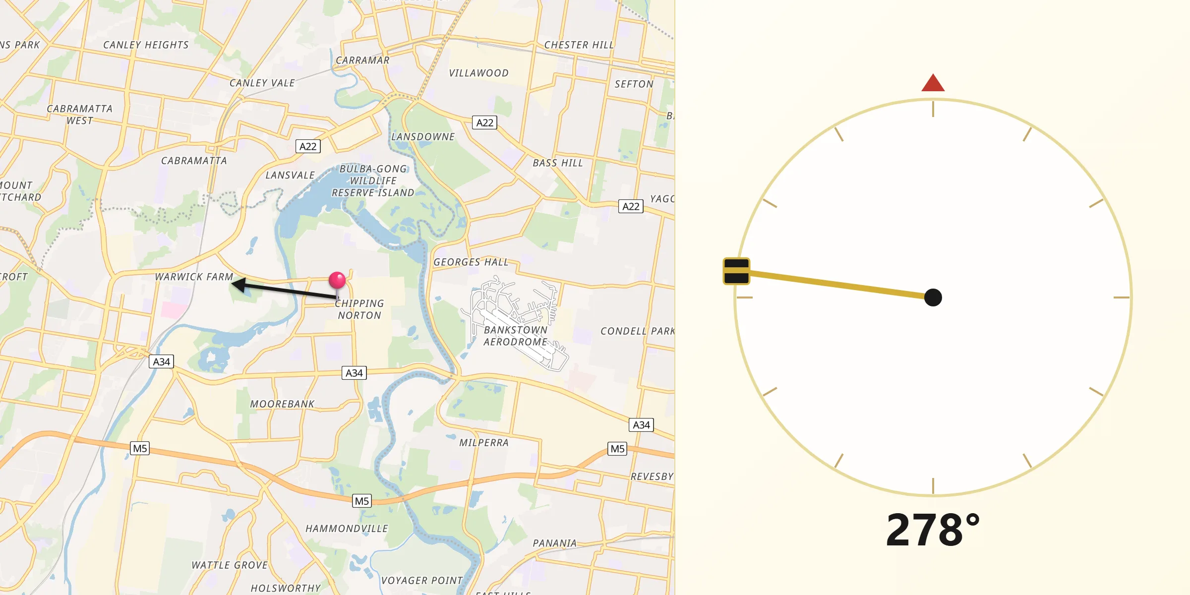 Qibla Direction from Chipping Norton