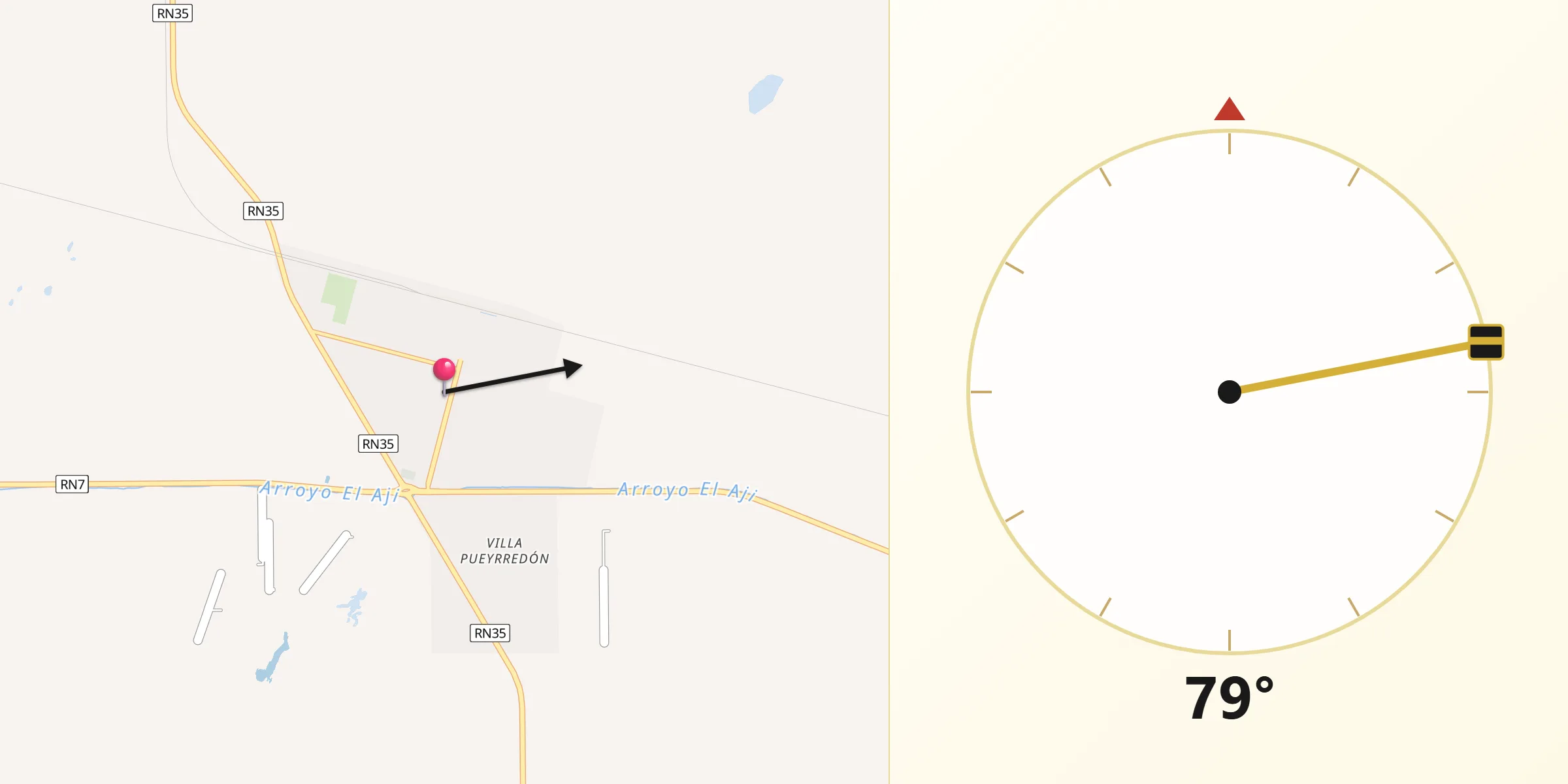 Dirección de la Qibla desde Vicuña Mackenna