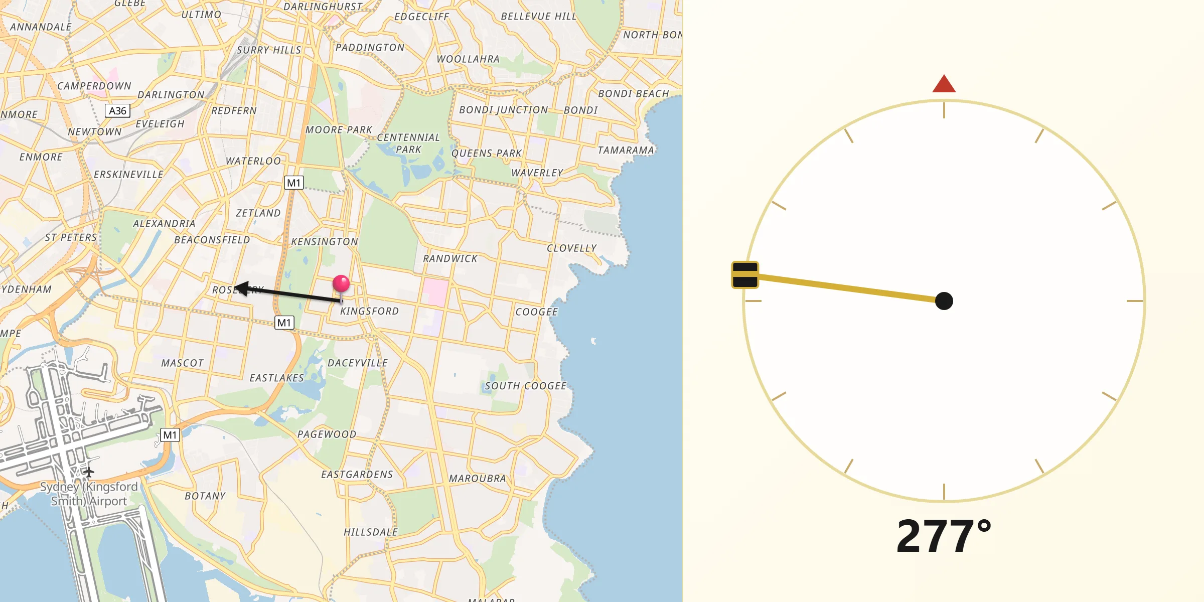 Qibla Direction from Kensington
