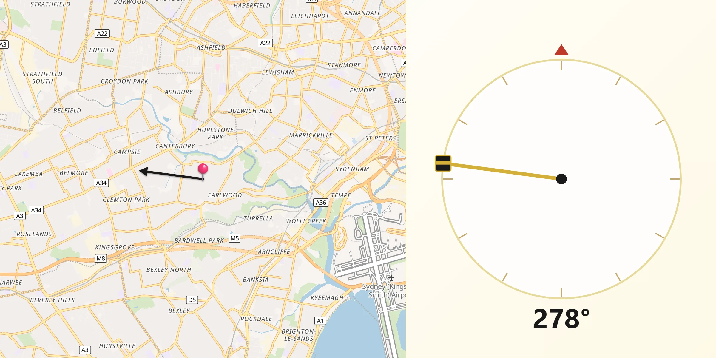 Qibla Direction from Earlwood