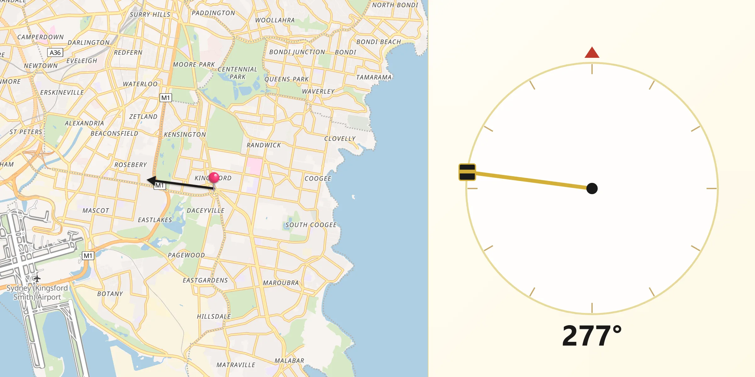 Qibla Direction from Kingsford