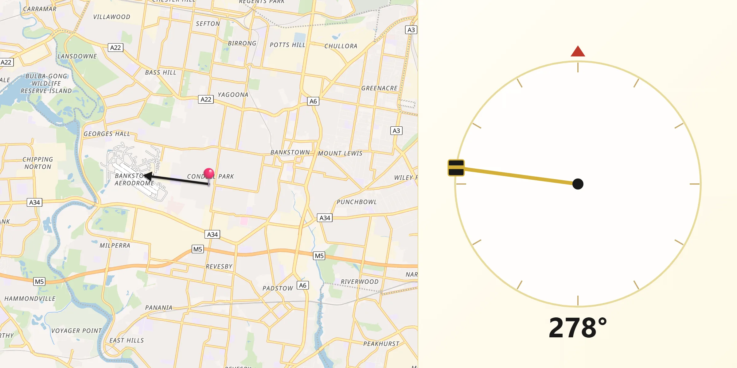Qibla Direction from Condell Park