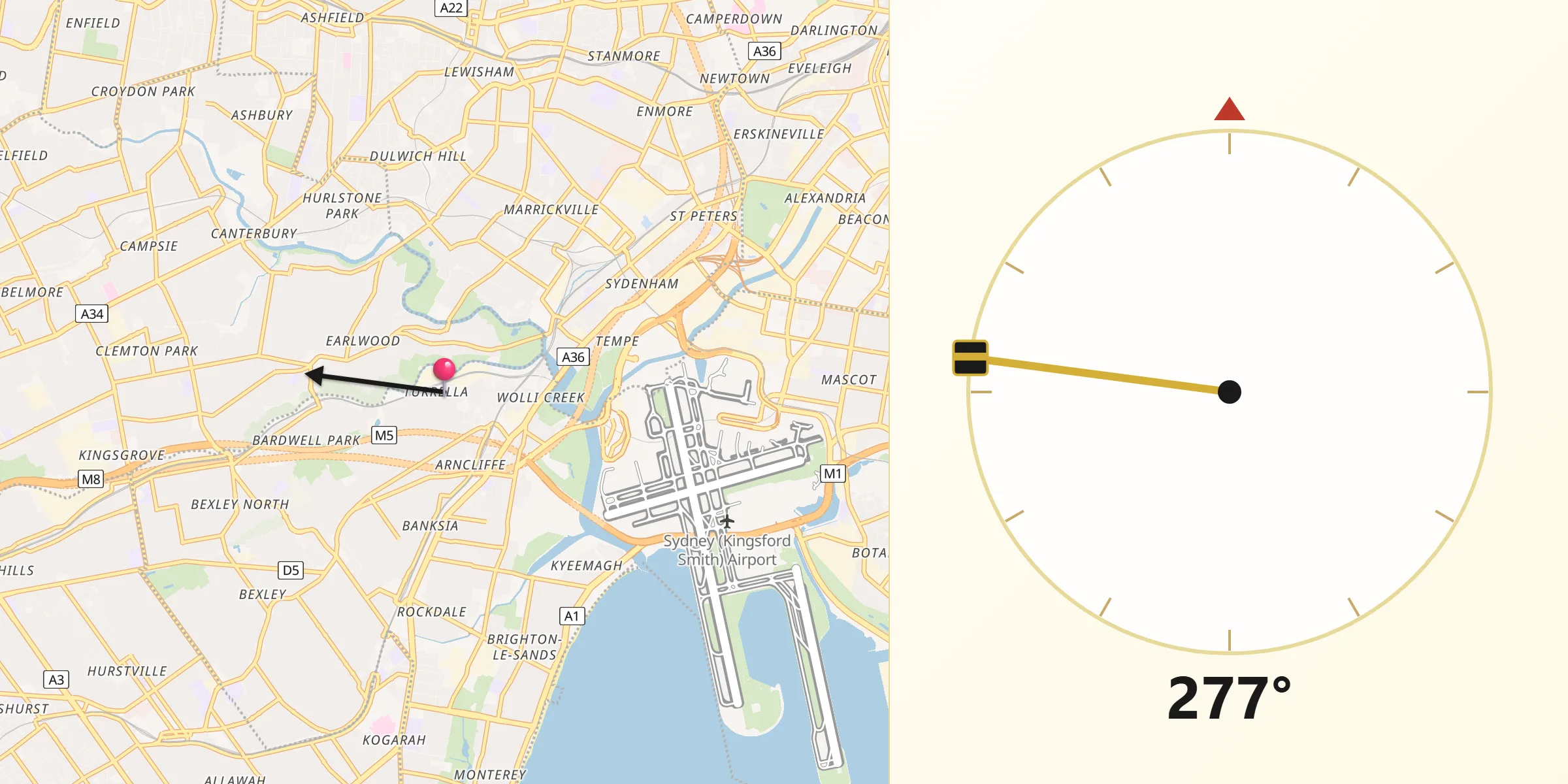 Qibla Direction from Turrella