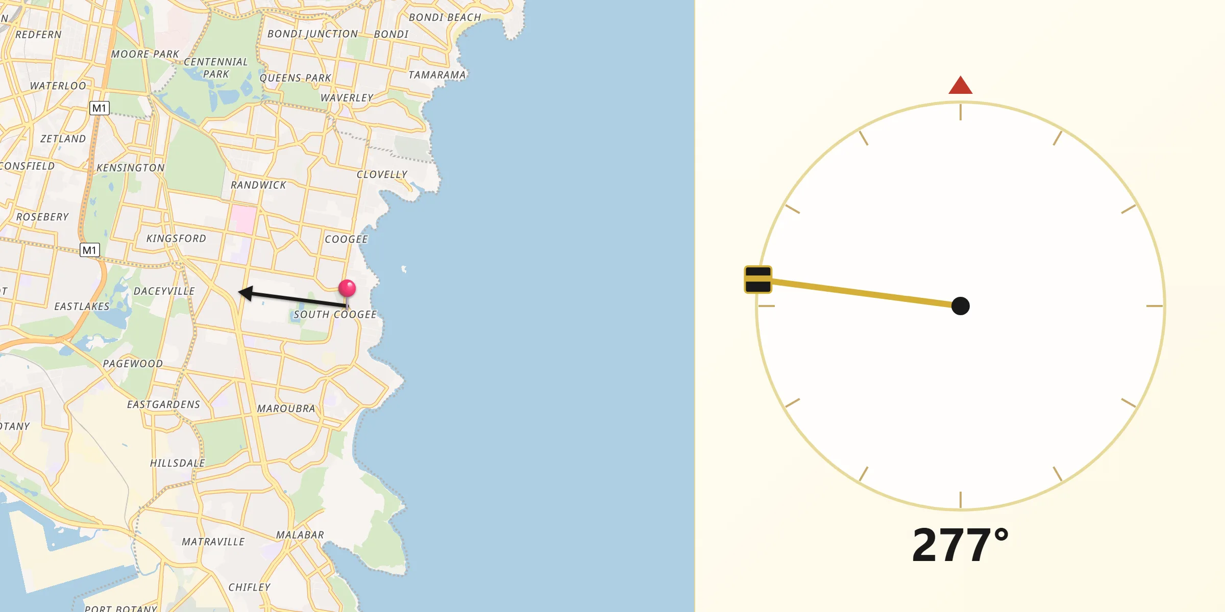 Qibla Direction from South Coogee