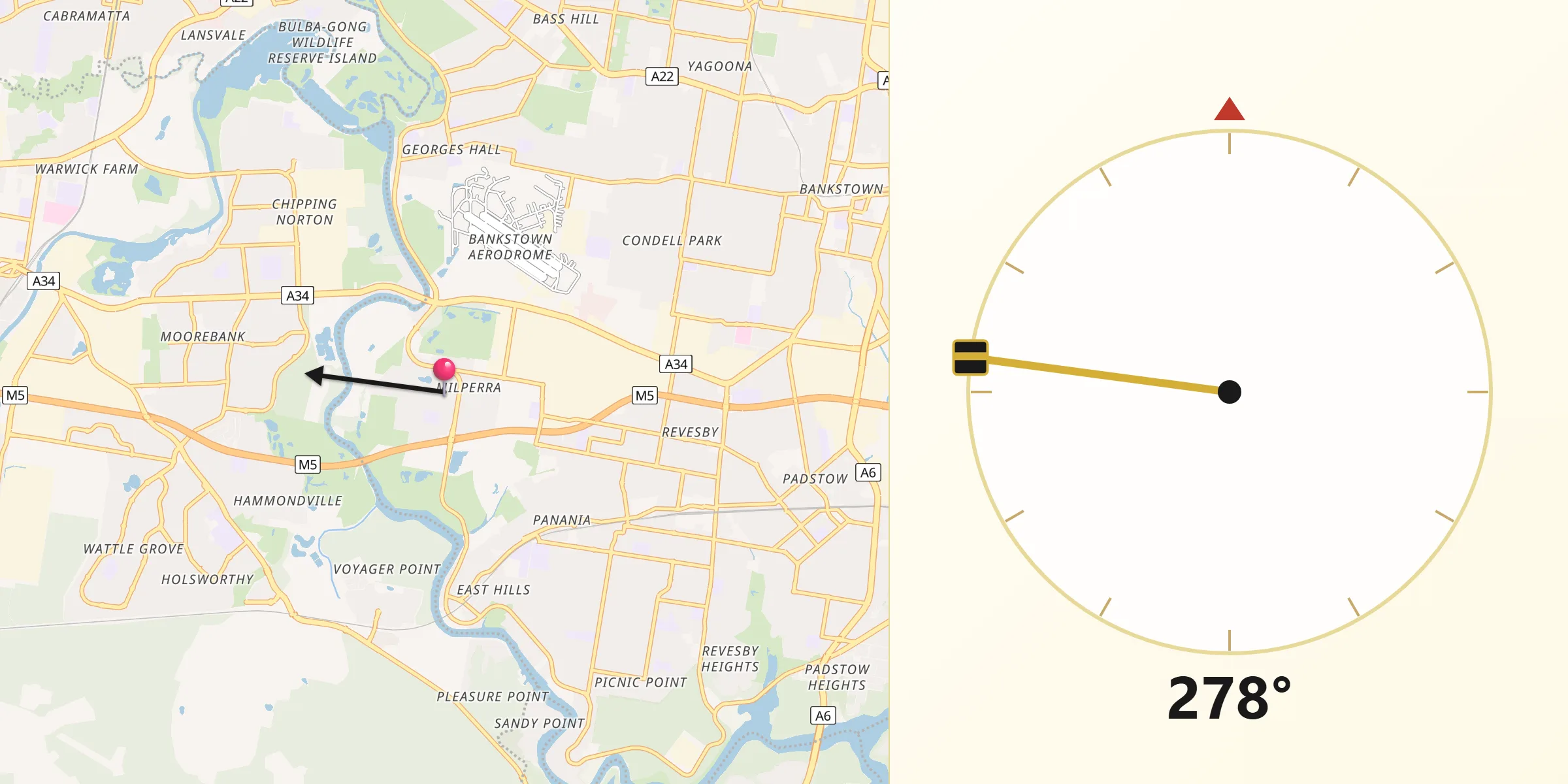 Qibla Direction from Milperra