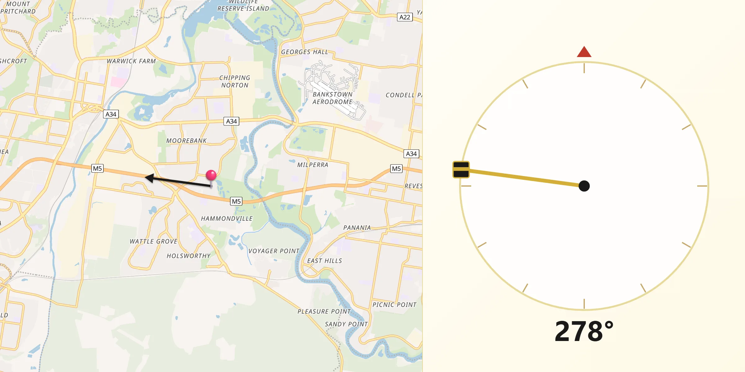 Qibla Direction from Moorebank