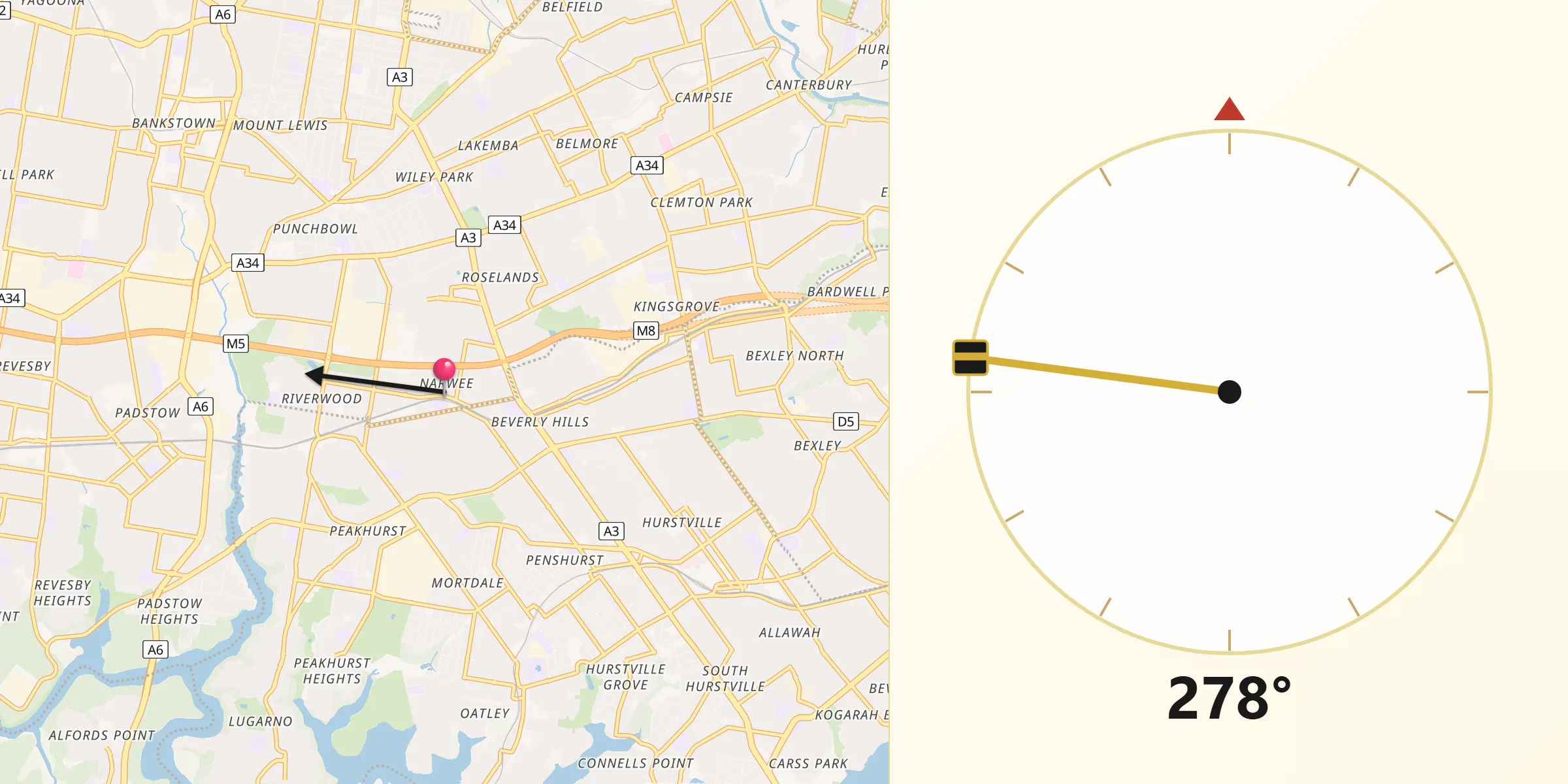 Qibla Direction from Narwee