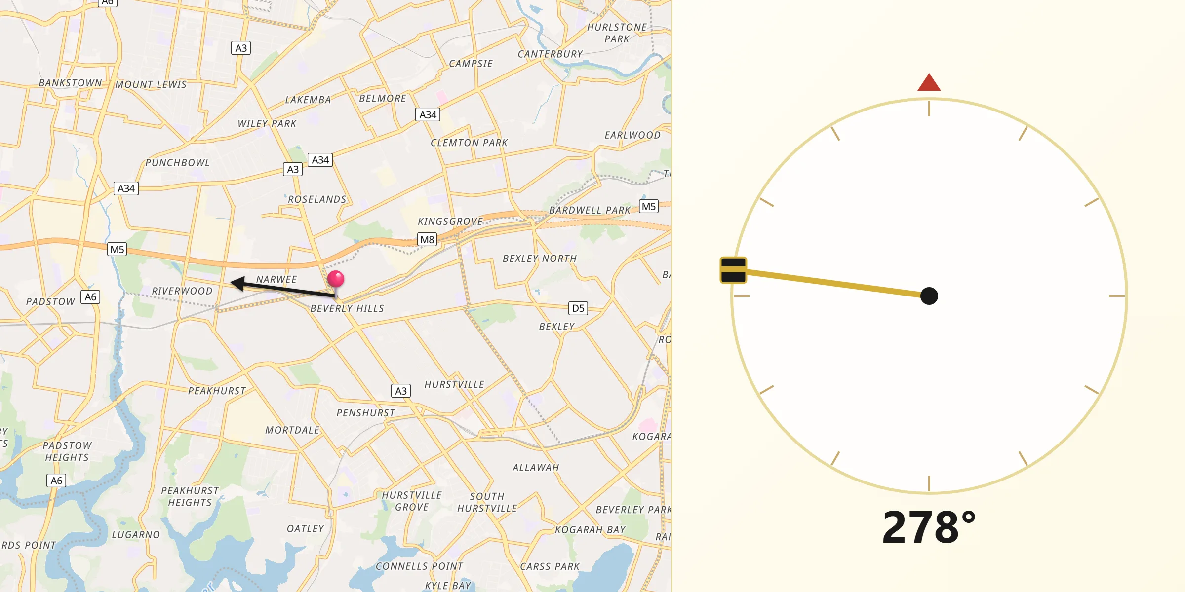 Qibla Direction from Beverly Hills