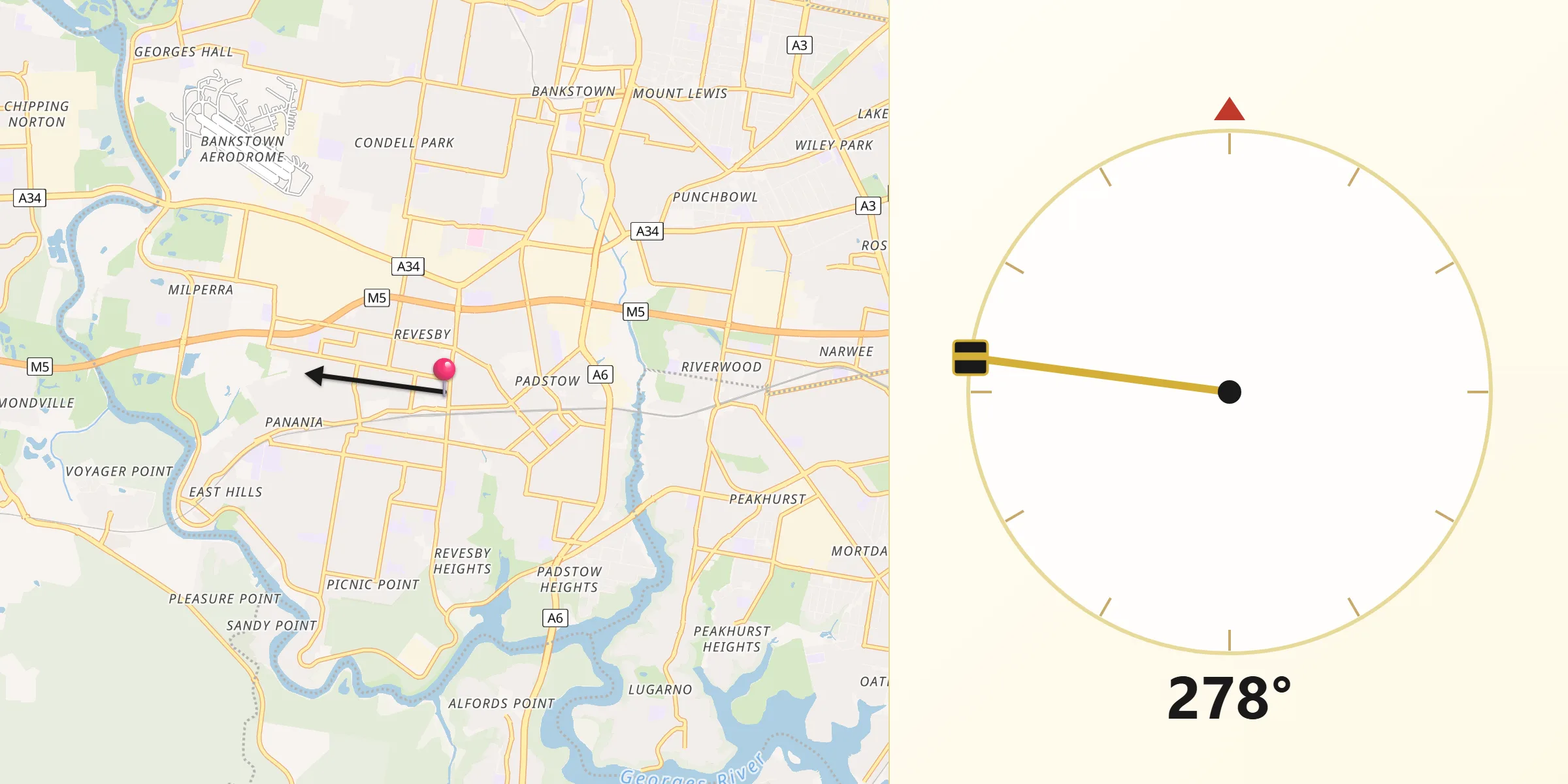 Qibla Direction from Revesby