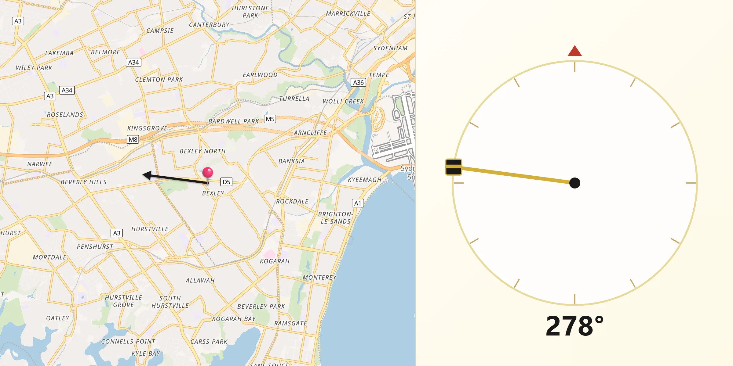 Qibla Direction from Bexley