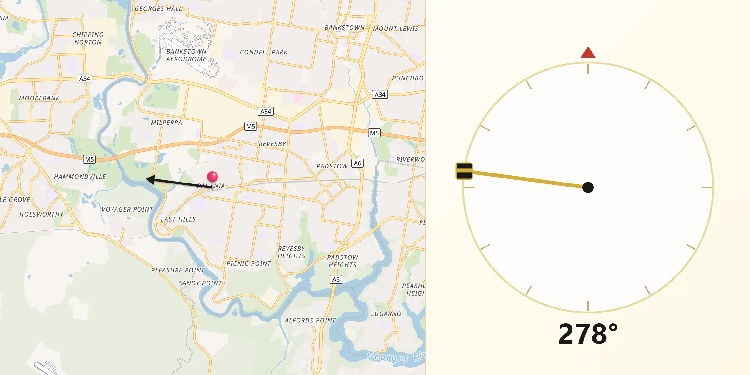 Qibla Direction from Panania