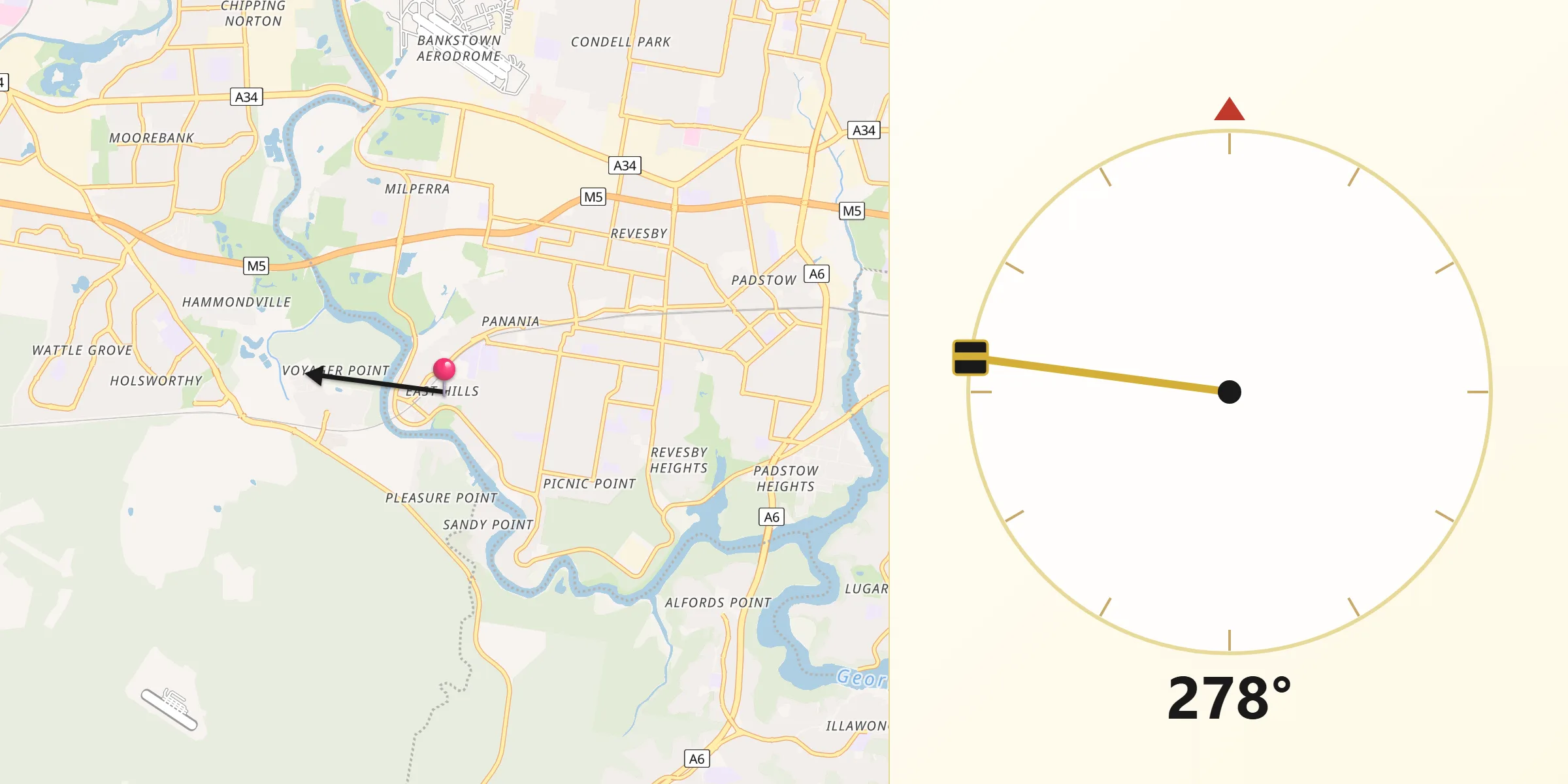 Qibla Direction from East Hills