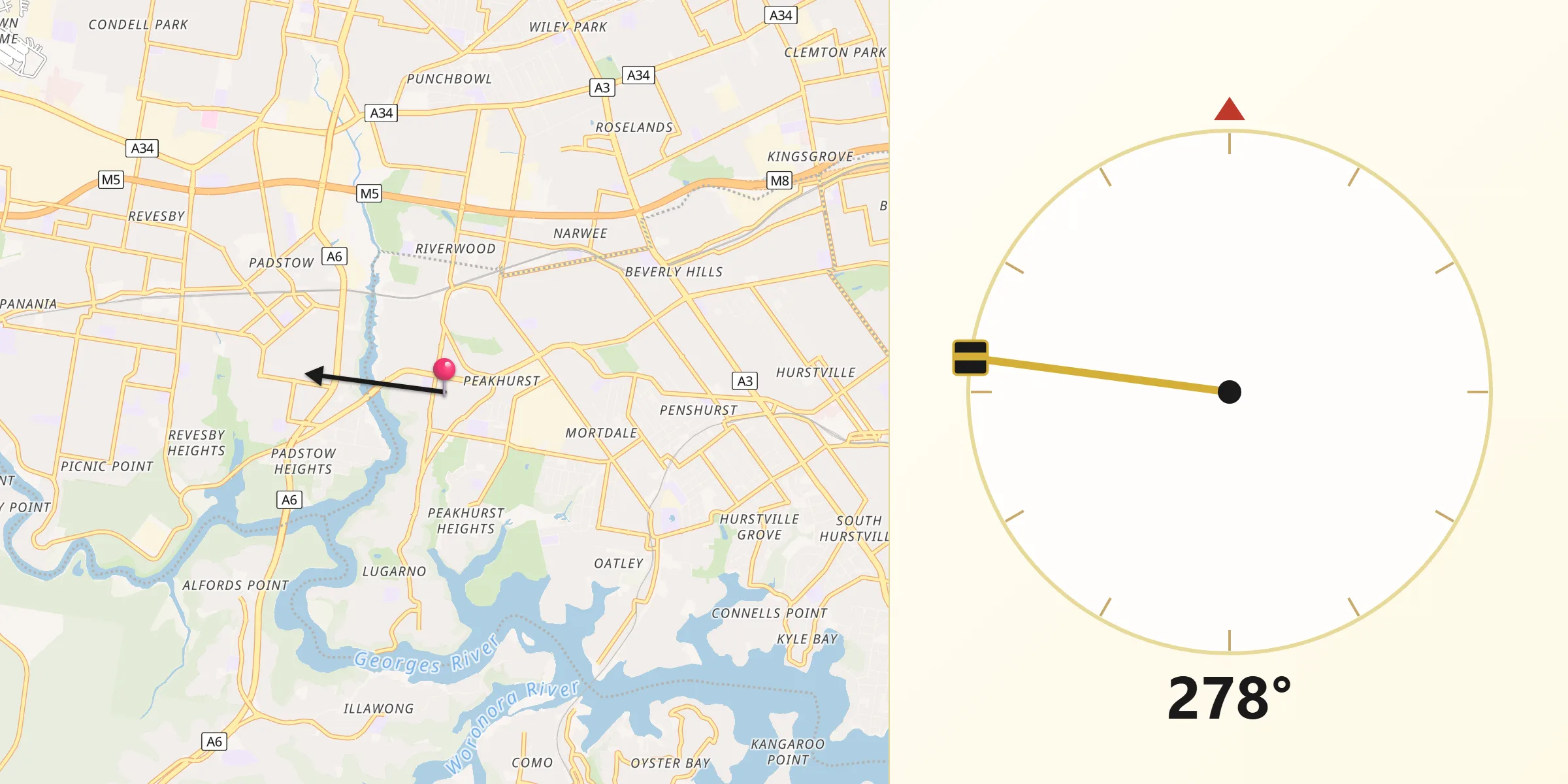 Qibla Direction from Peakhurst