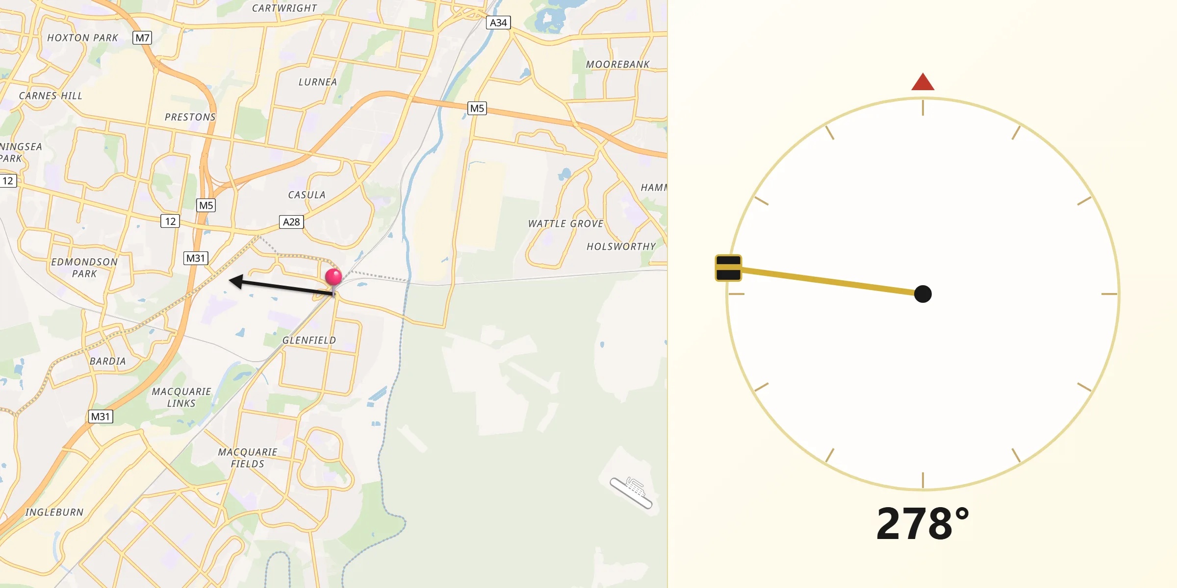 Qibla Direction from Glenfield