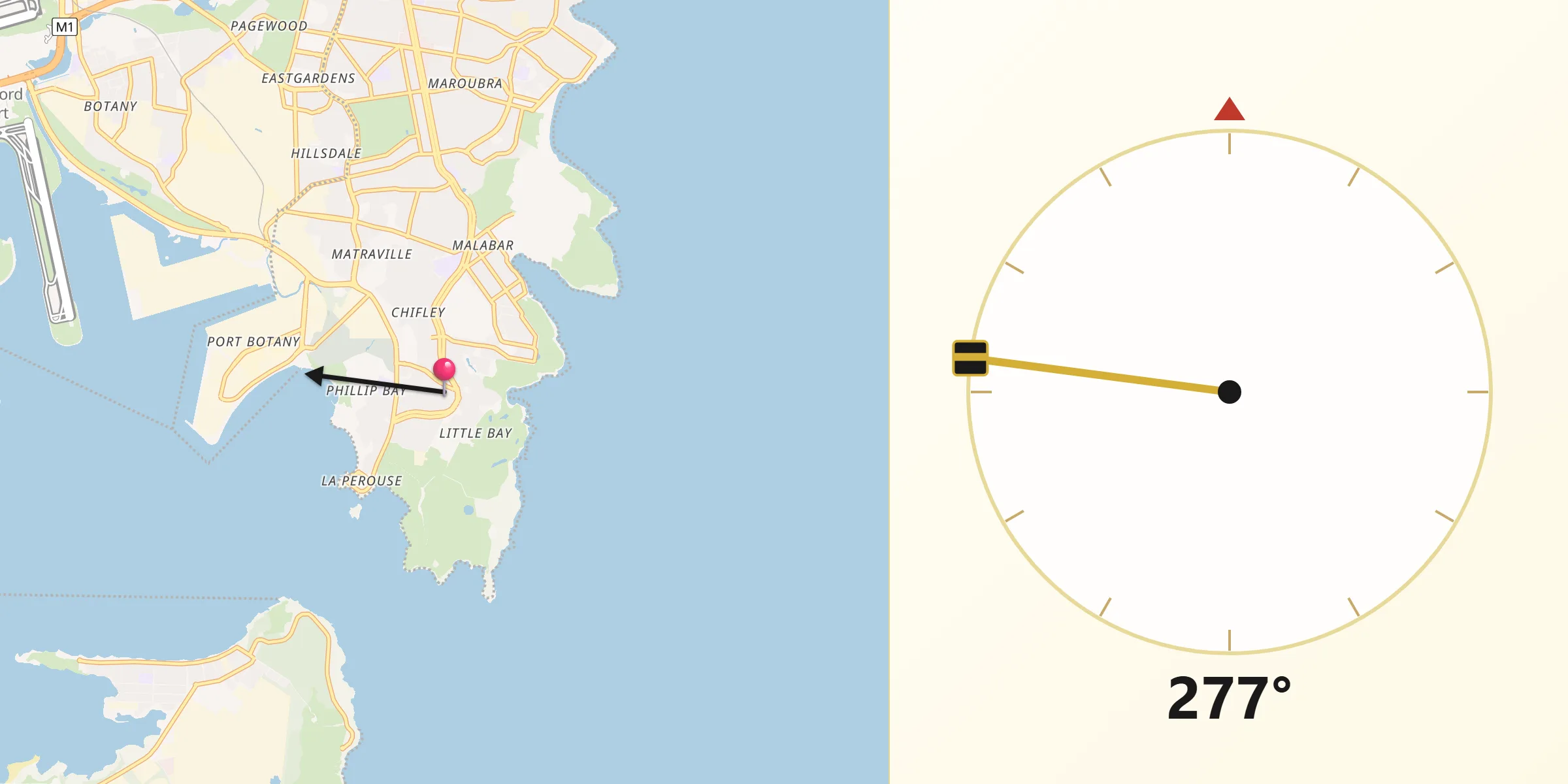Qibla Direction from Little Bay