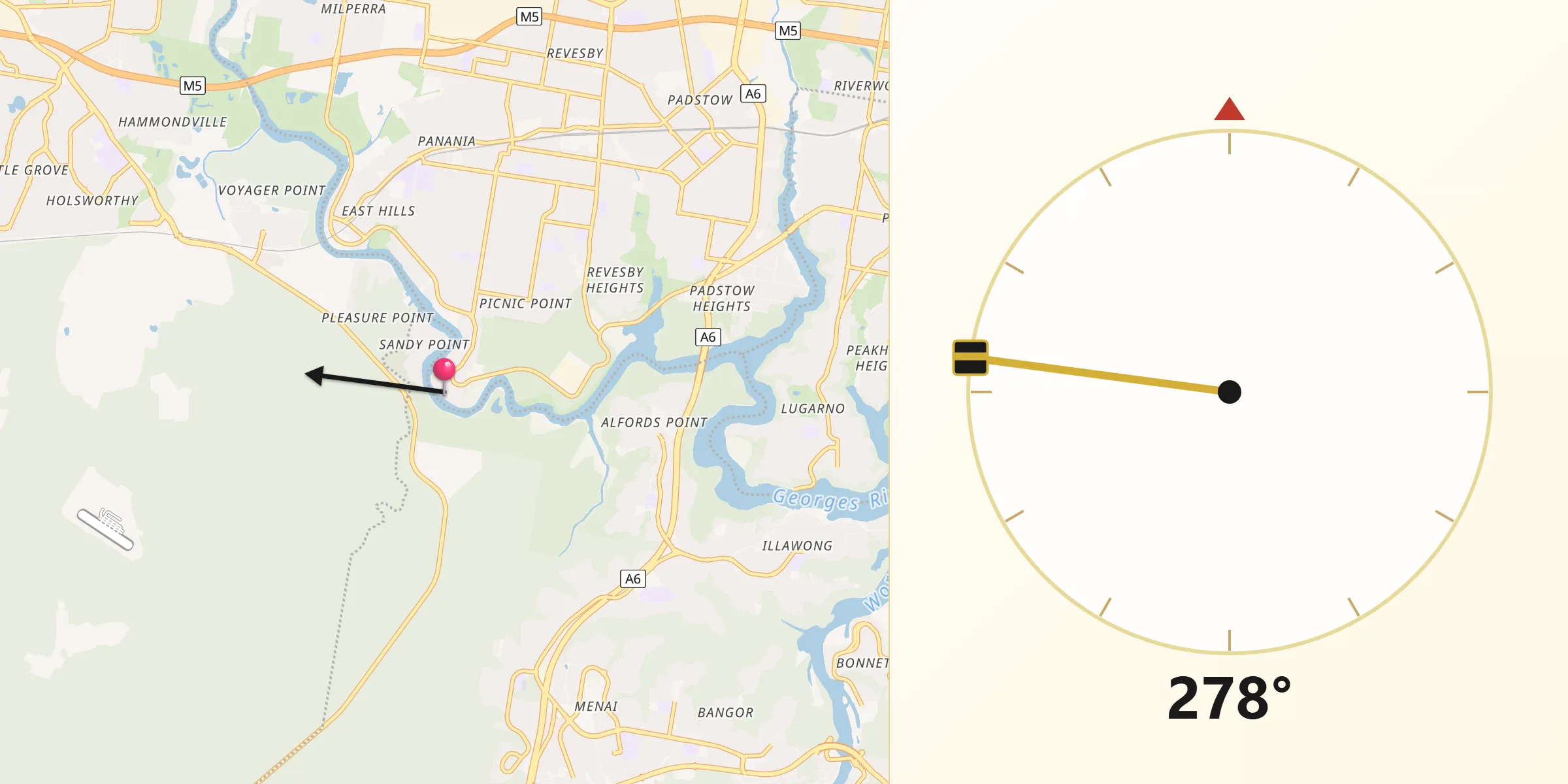 Qibla Direction from Picnic Point