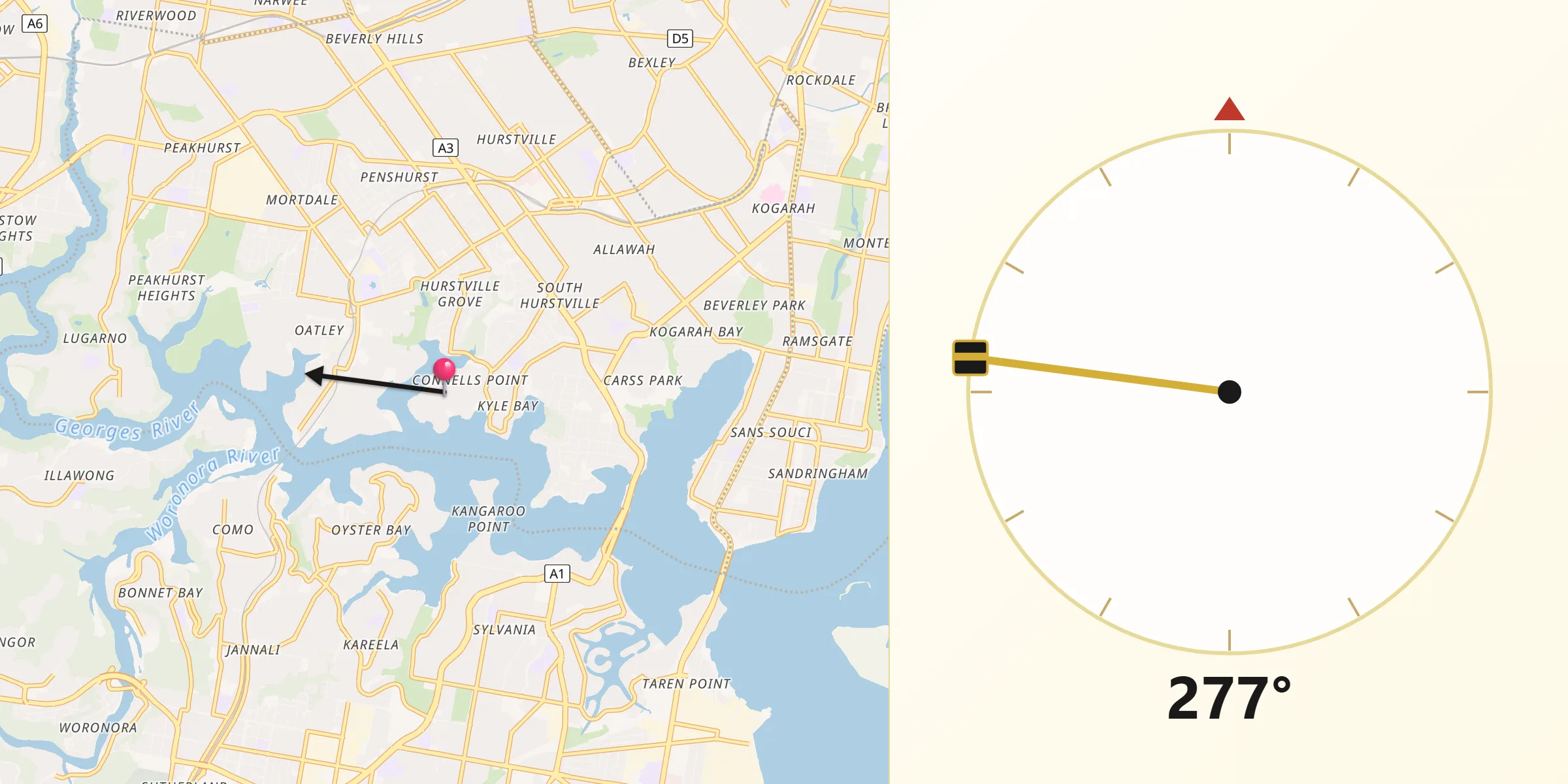 Qibla Direction from Connells Point