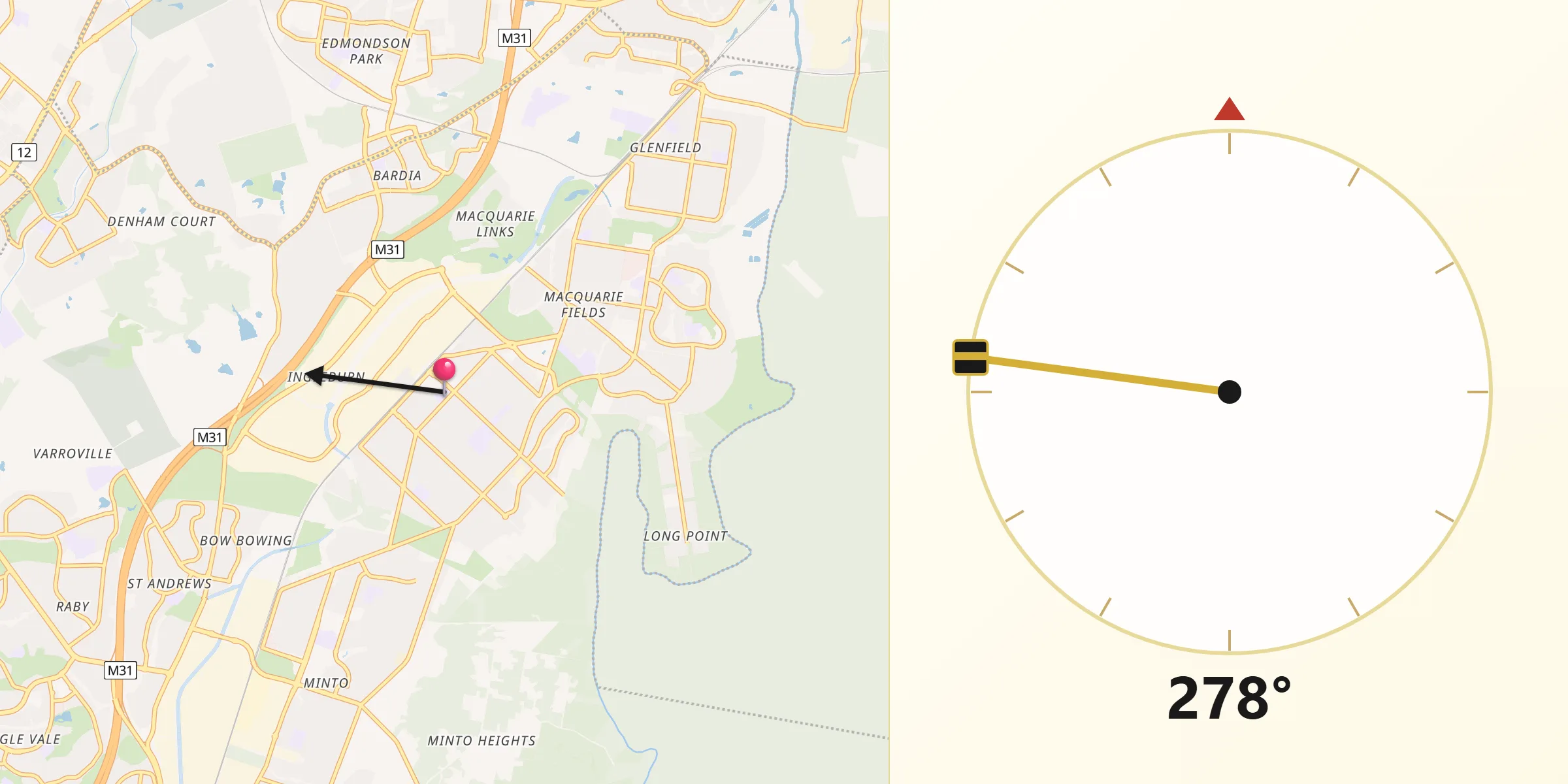 Qibla Direction from Ingleburn