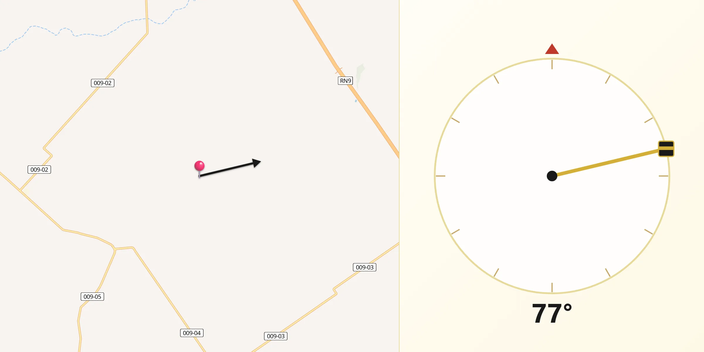 Dirección de la Qibla desde Zárate