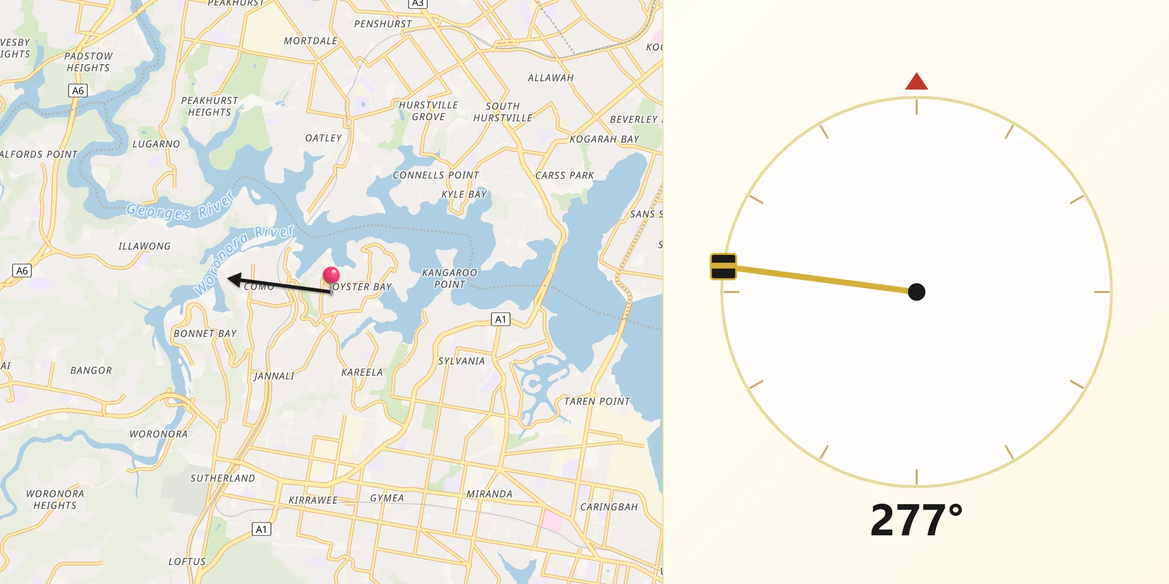 Qibla Direction from Oyster Bay