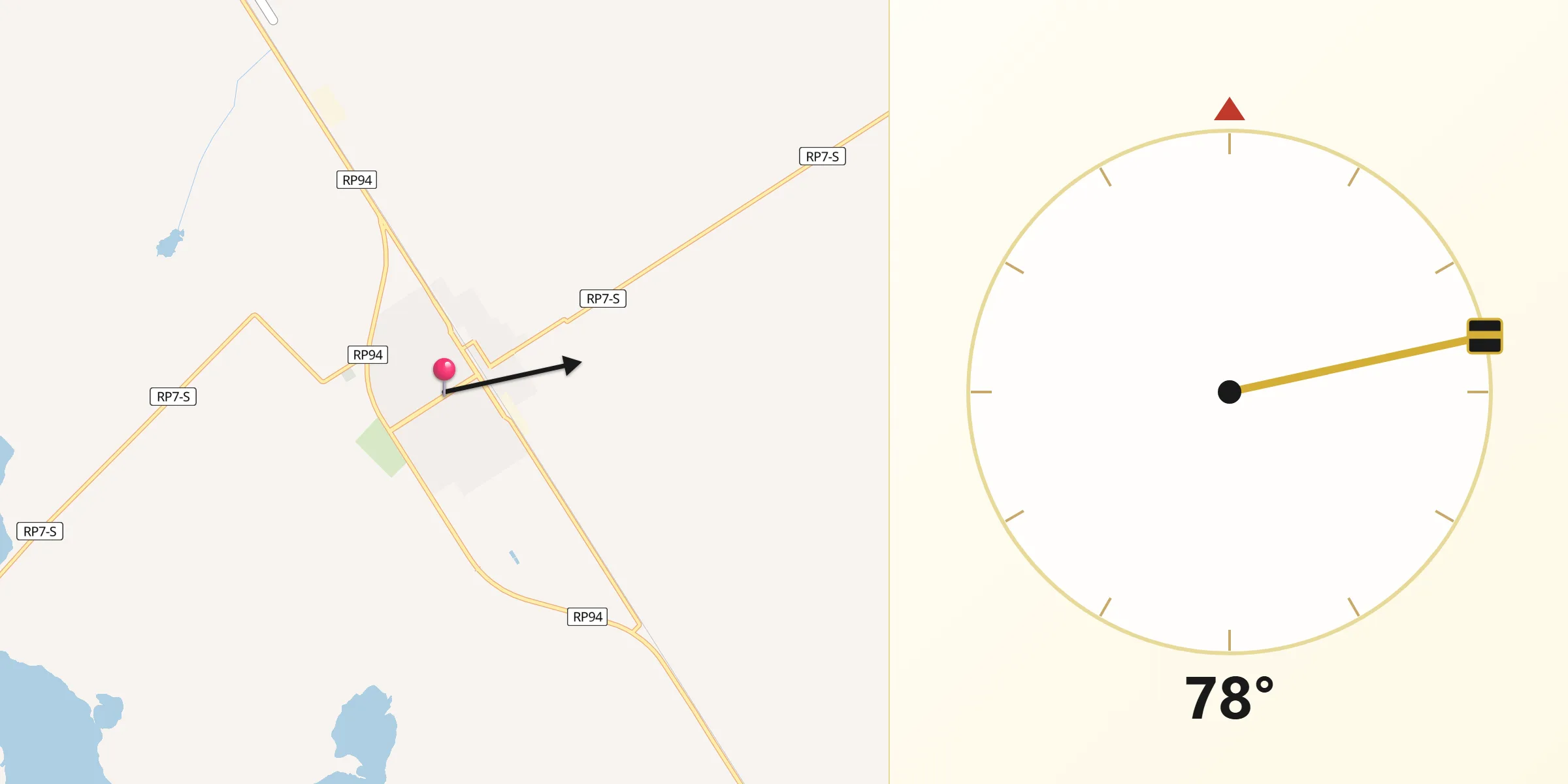 Dirección de la Qibla desde Villa Cañás