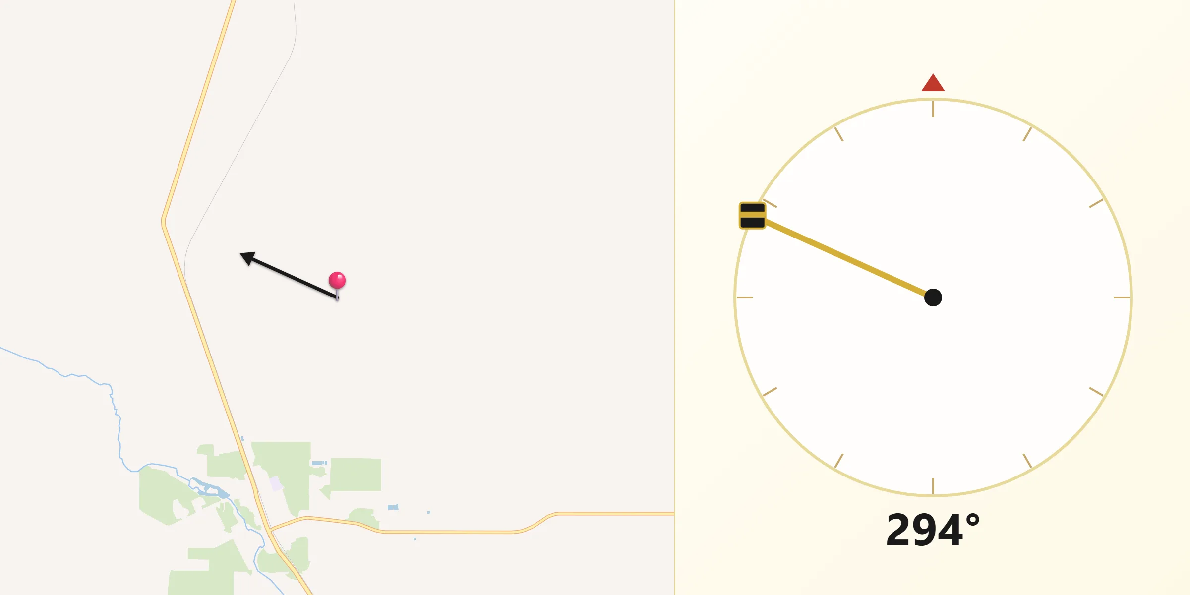 Qibla Direction from Broomehill-Tambellup