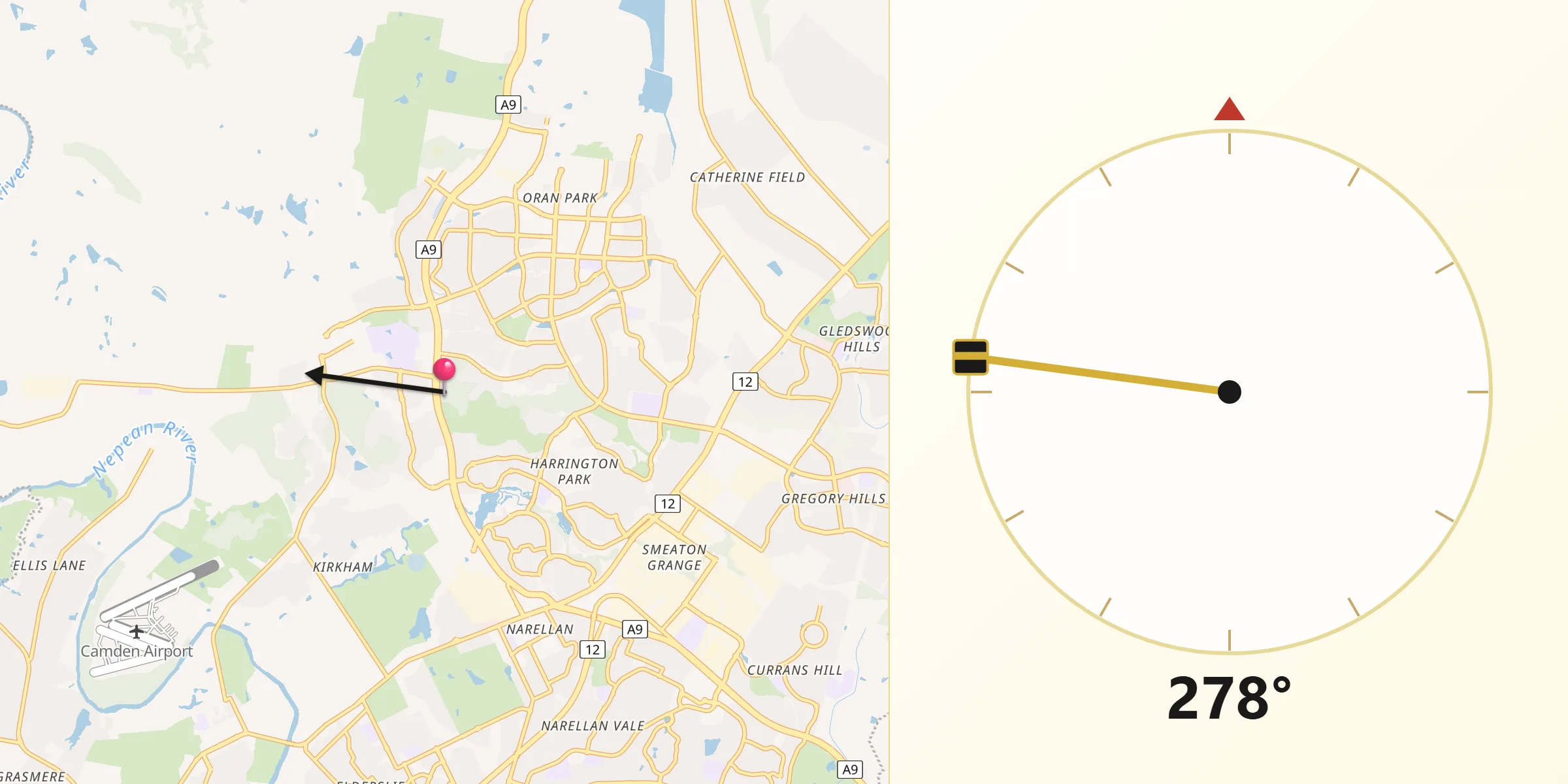 Qibla Direction from Camden