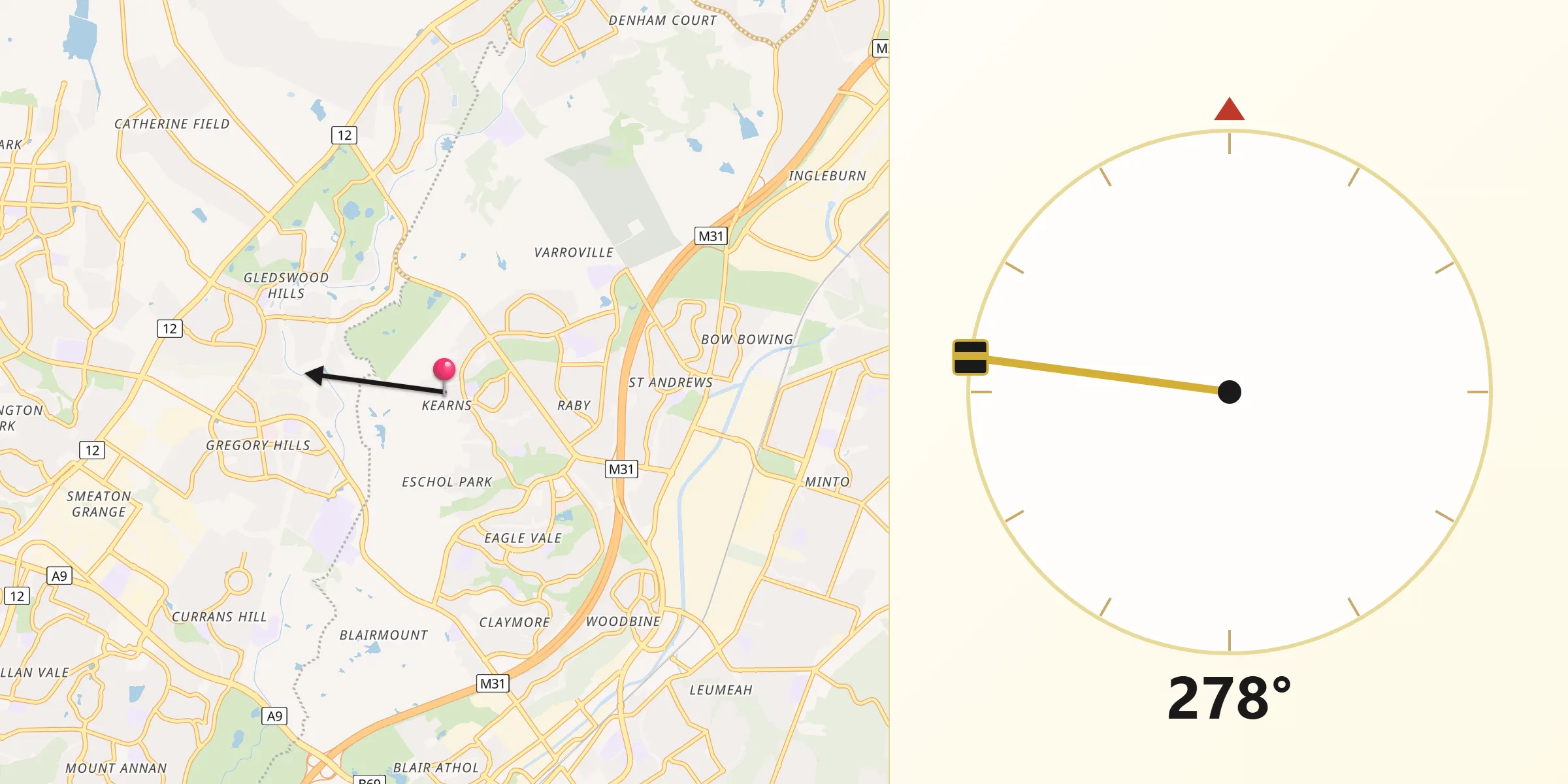 Qibla Direction from Kearns