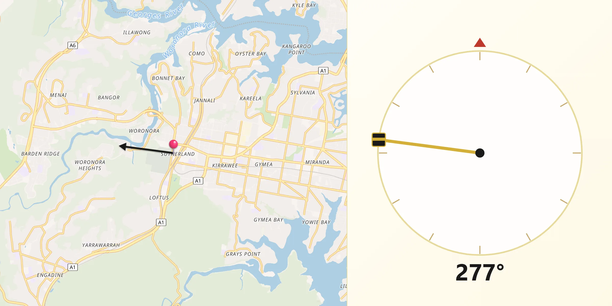 Qibla Direction from Sutherland
