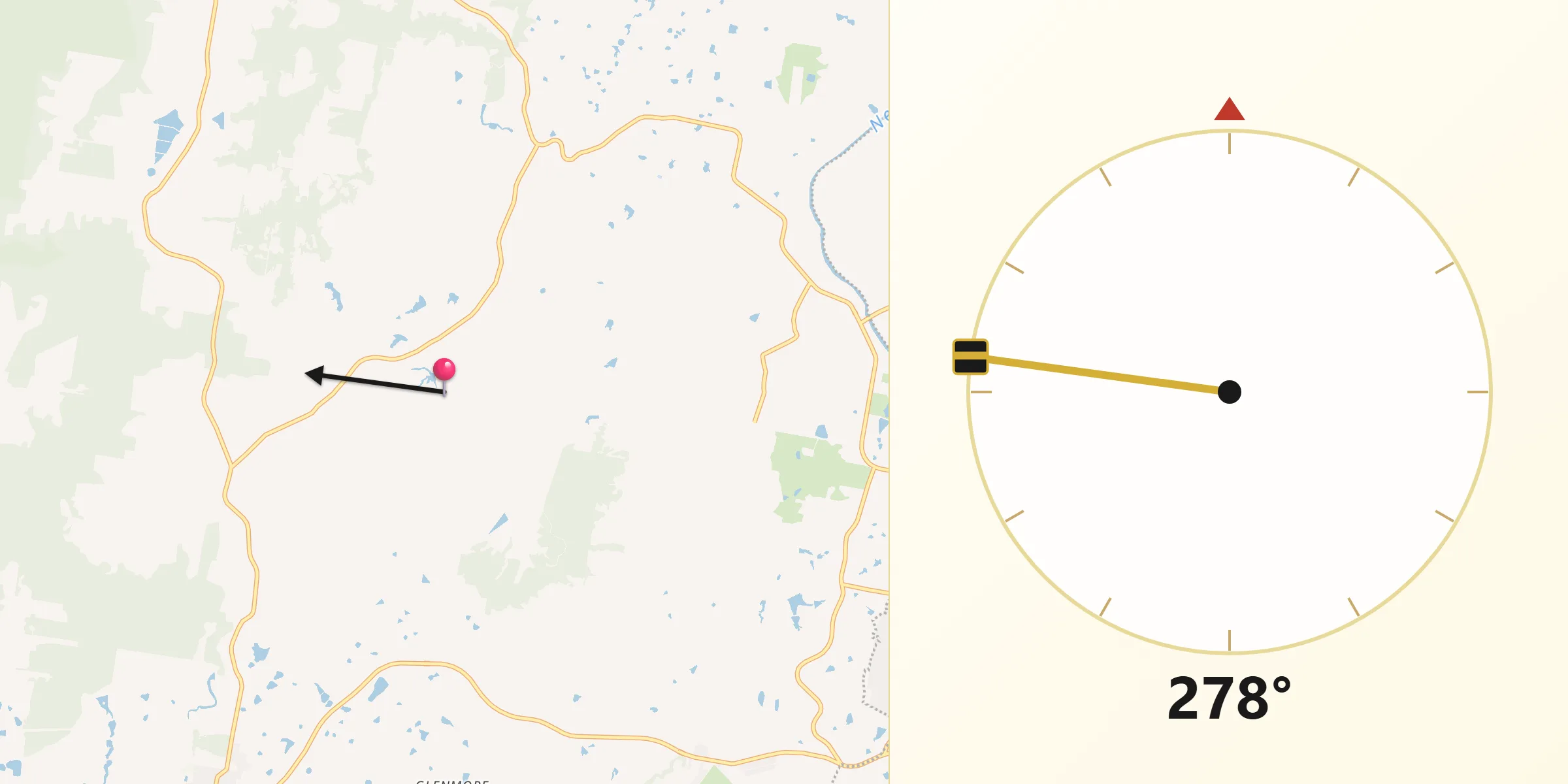 Qibla Direction from Orangeville
