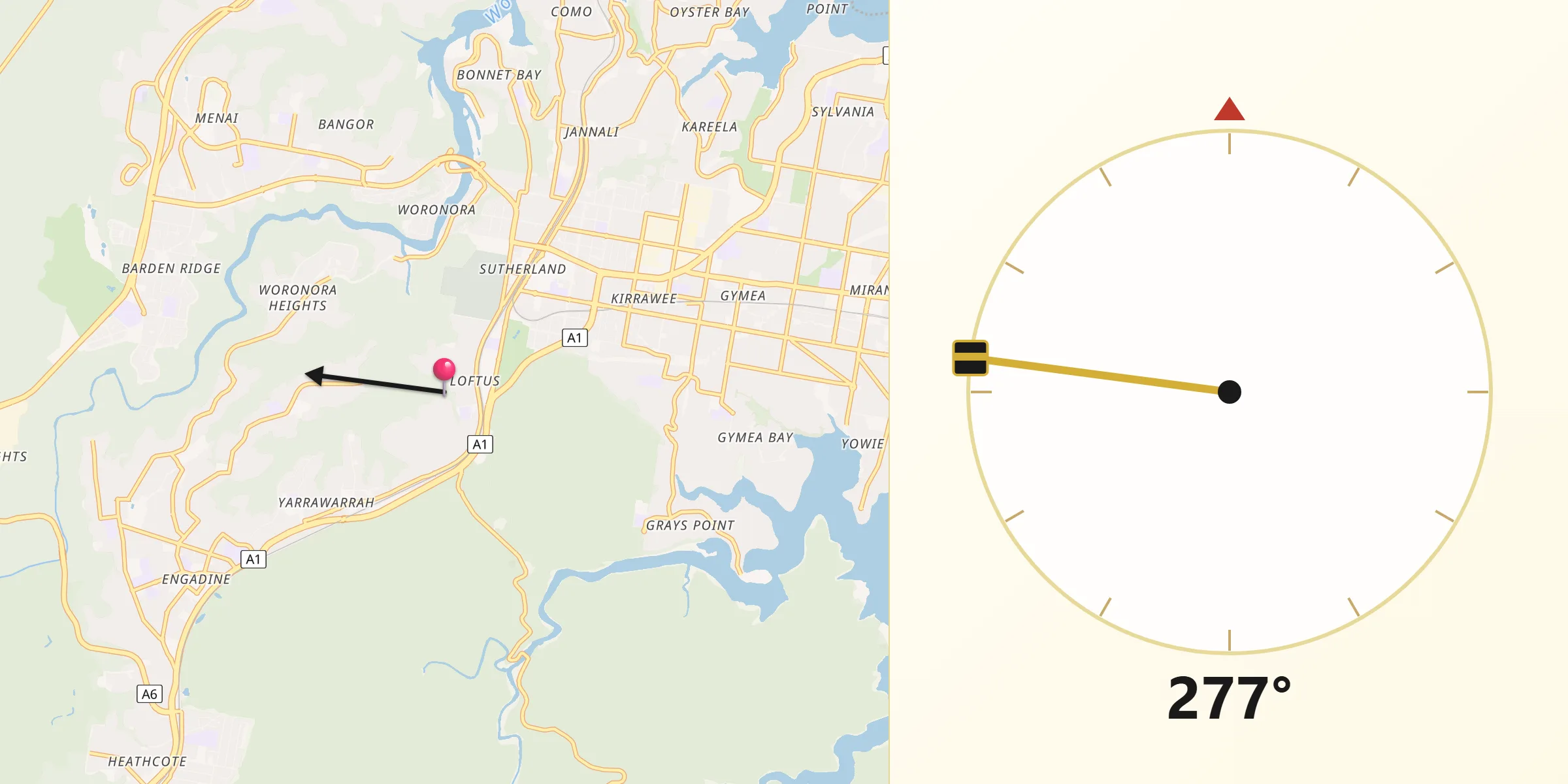 Qibla Direction from Loftus