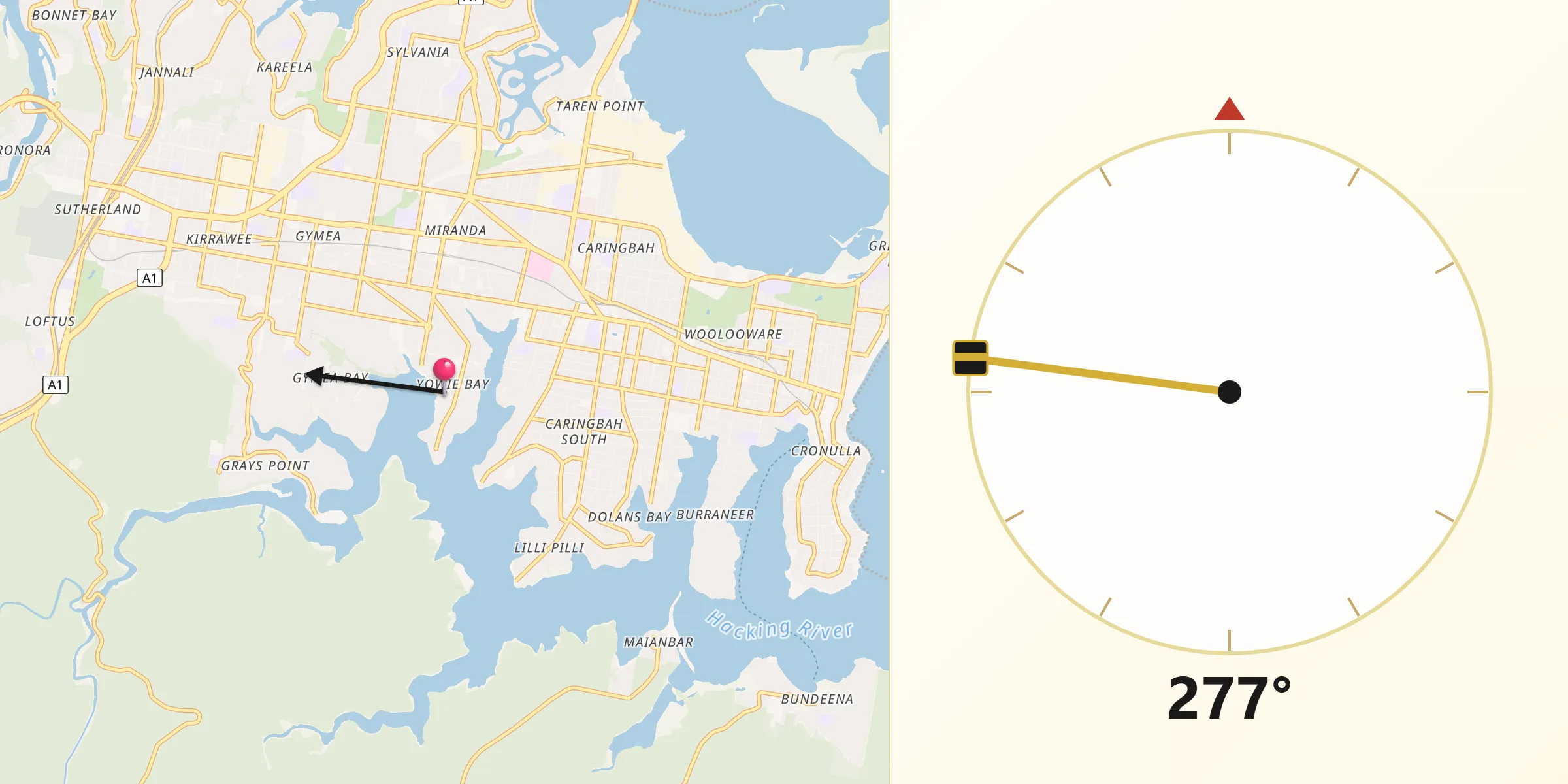Qibla Direction from Yowie Bay