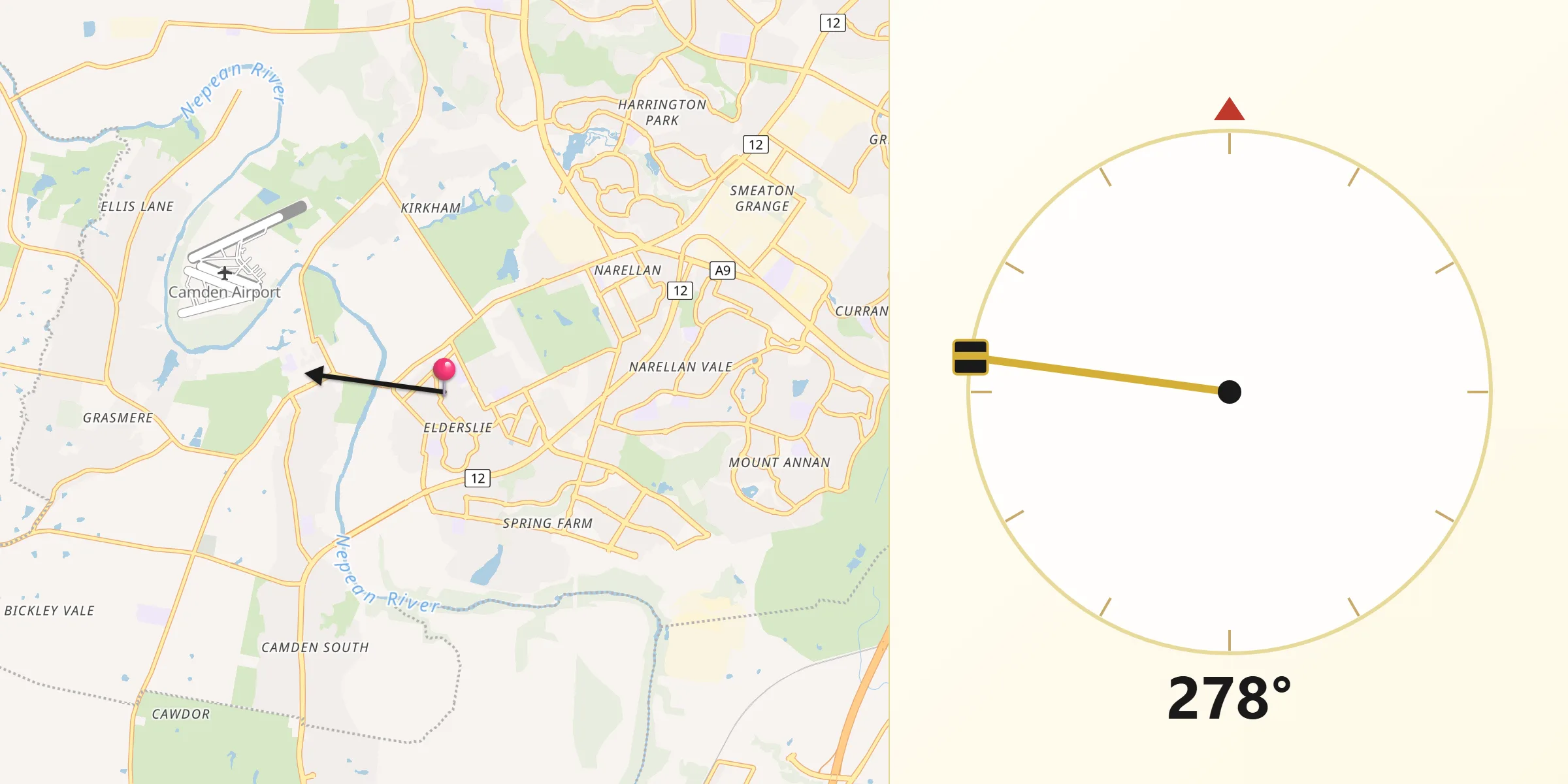 Qibla Direction from Elderslie