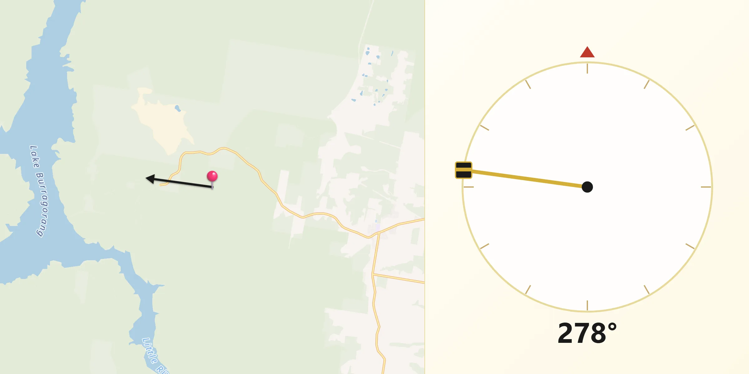 Qibla Direction from Wollondilly