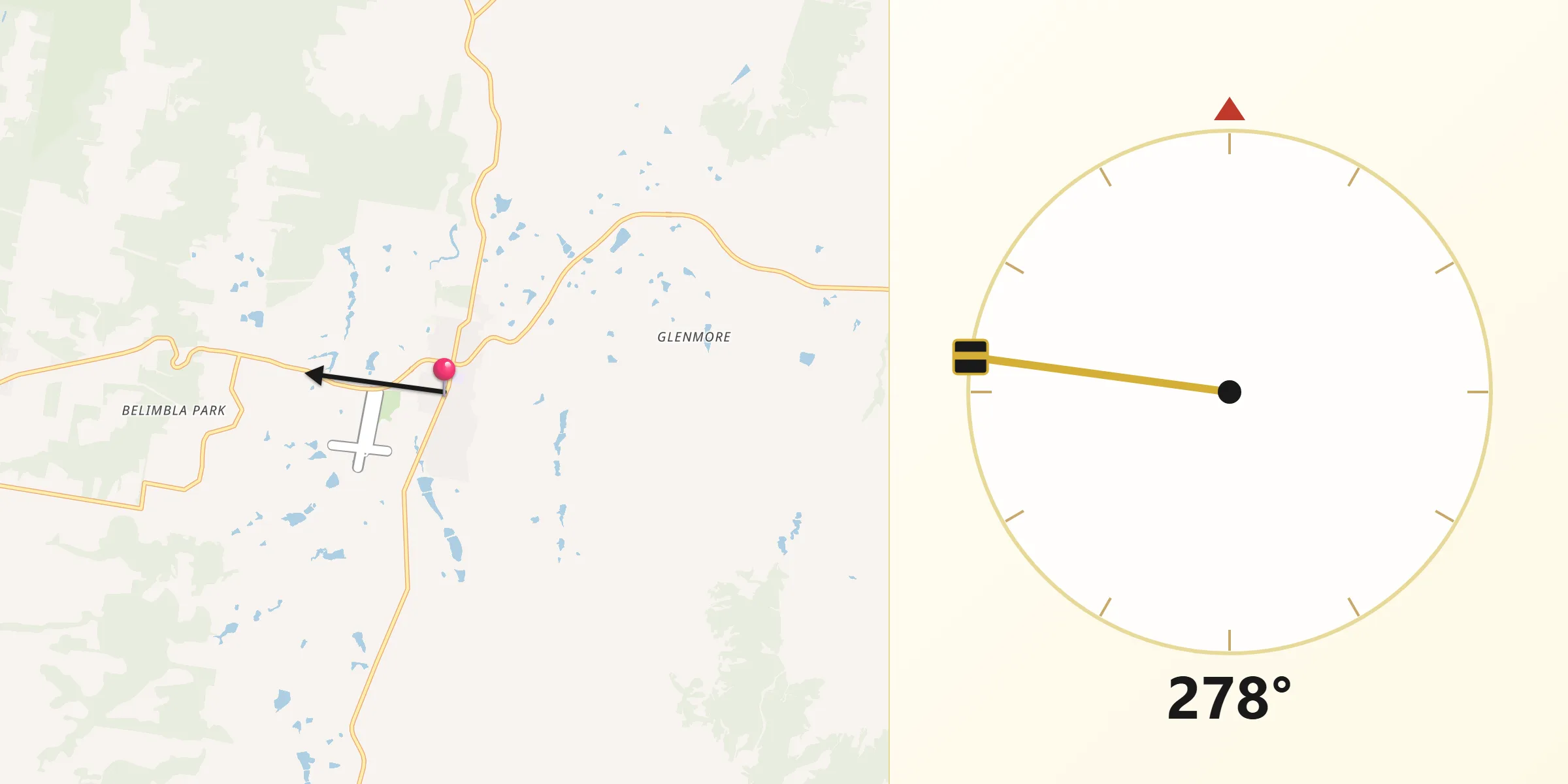 Qibla Direction from The Oaks