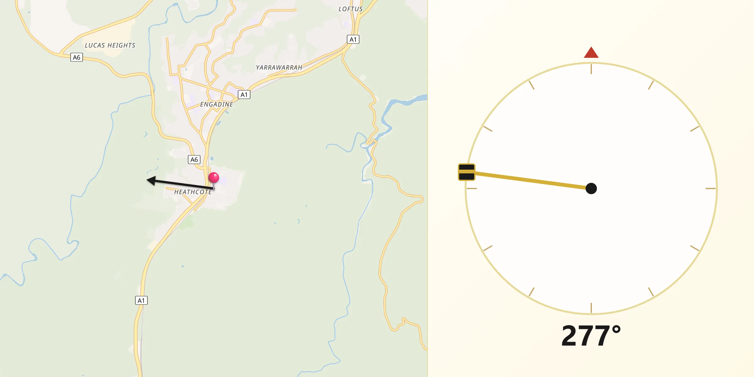Qibla Direction from Heathcote