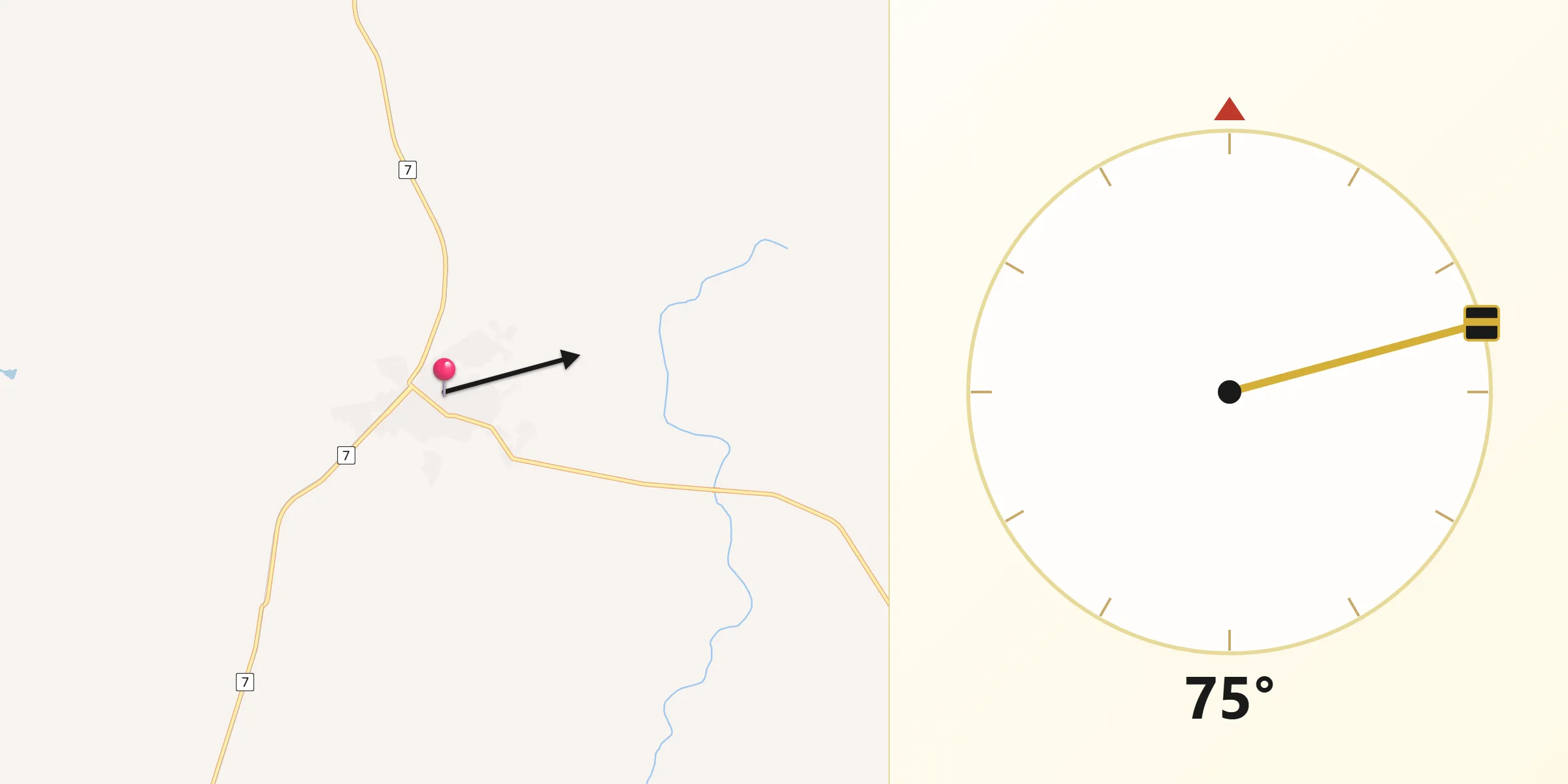Dirección de la Qibla desde Casupá