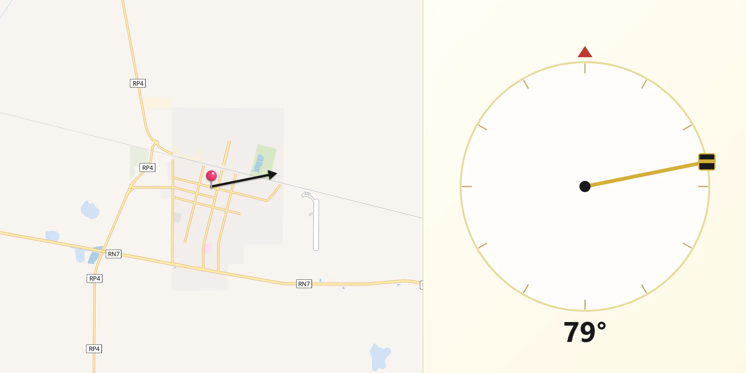 Dirección de la Qibla desde Laboulaye