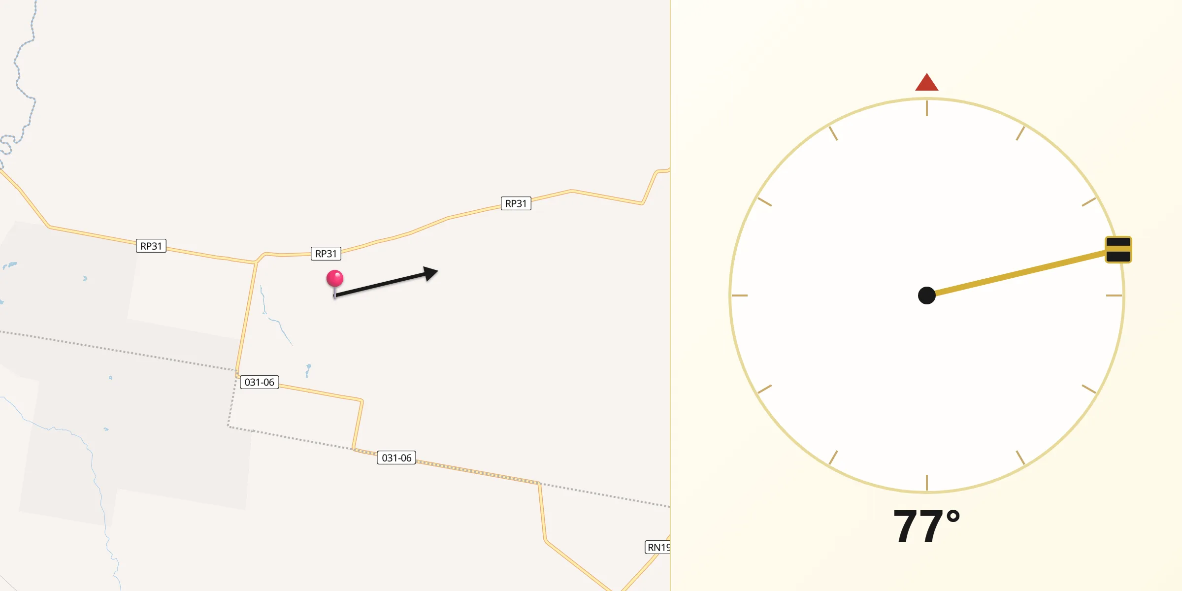 Dirección de la Qibla desde Campana