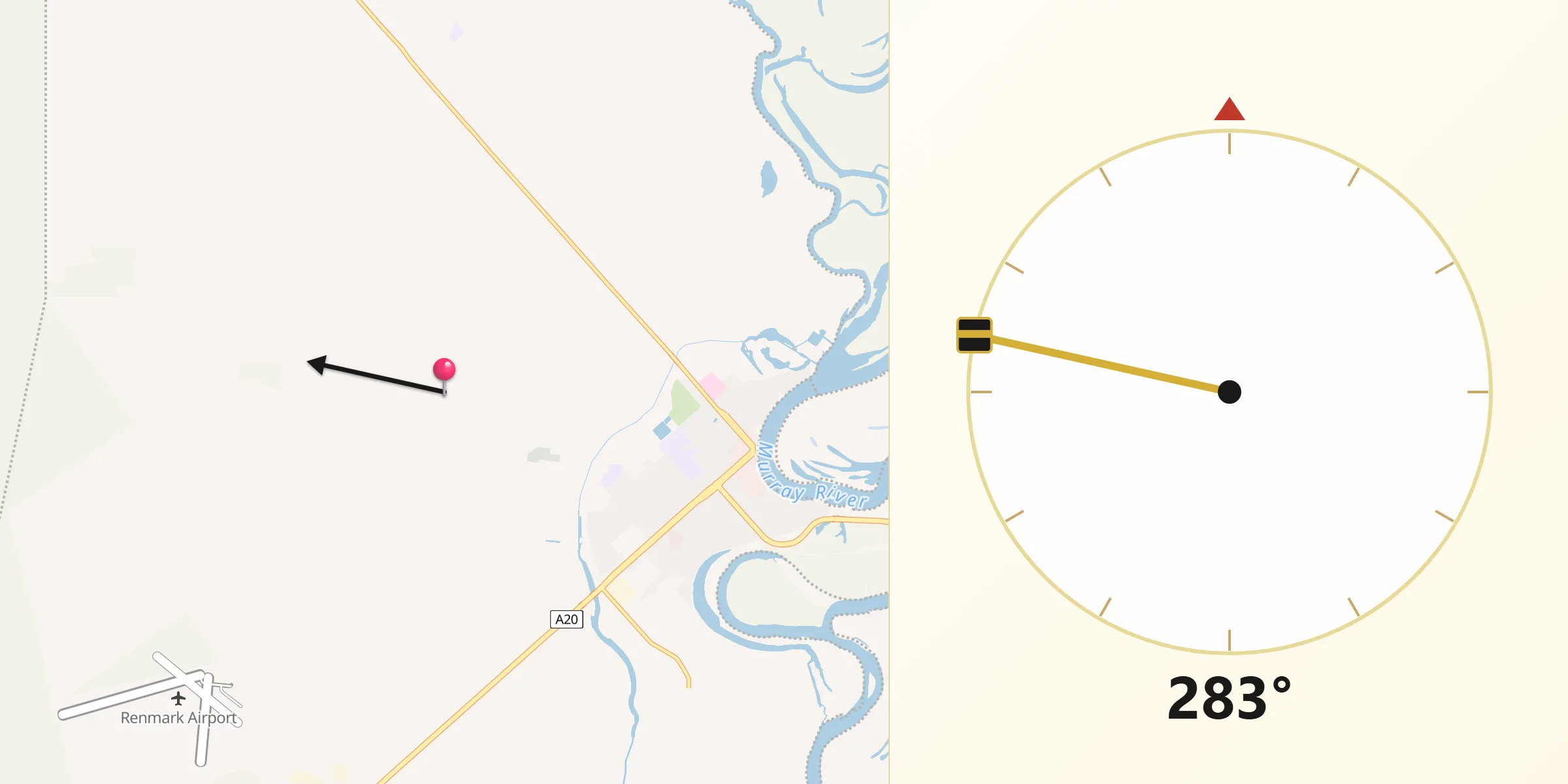 Qibla Direction from Renmark West