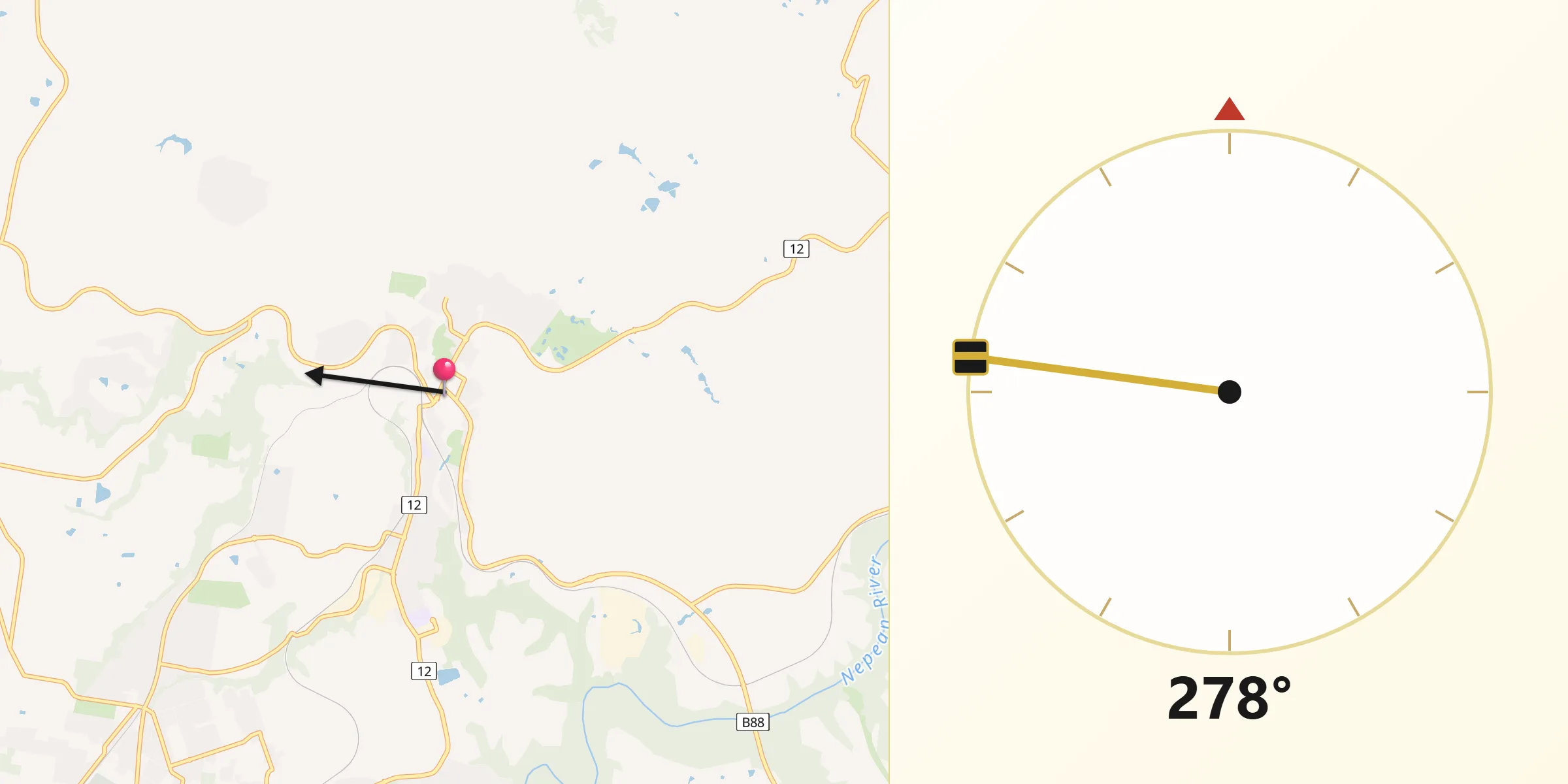 Qibla Direction from Picton