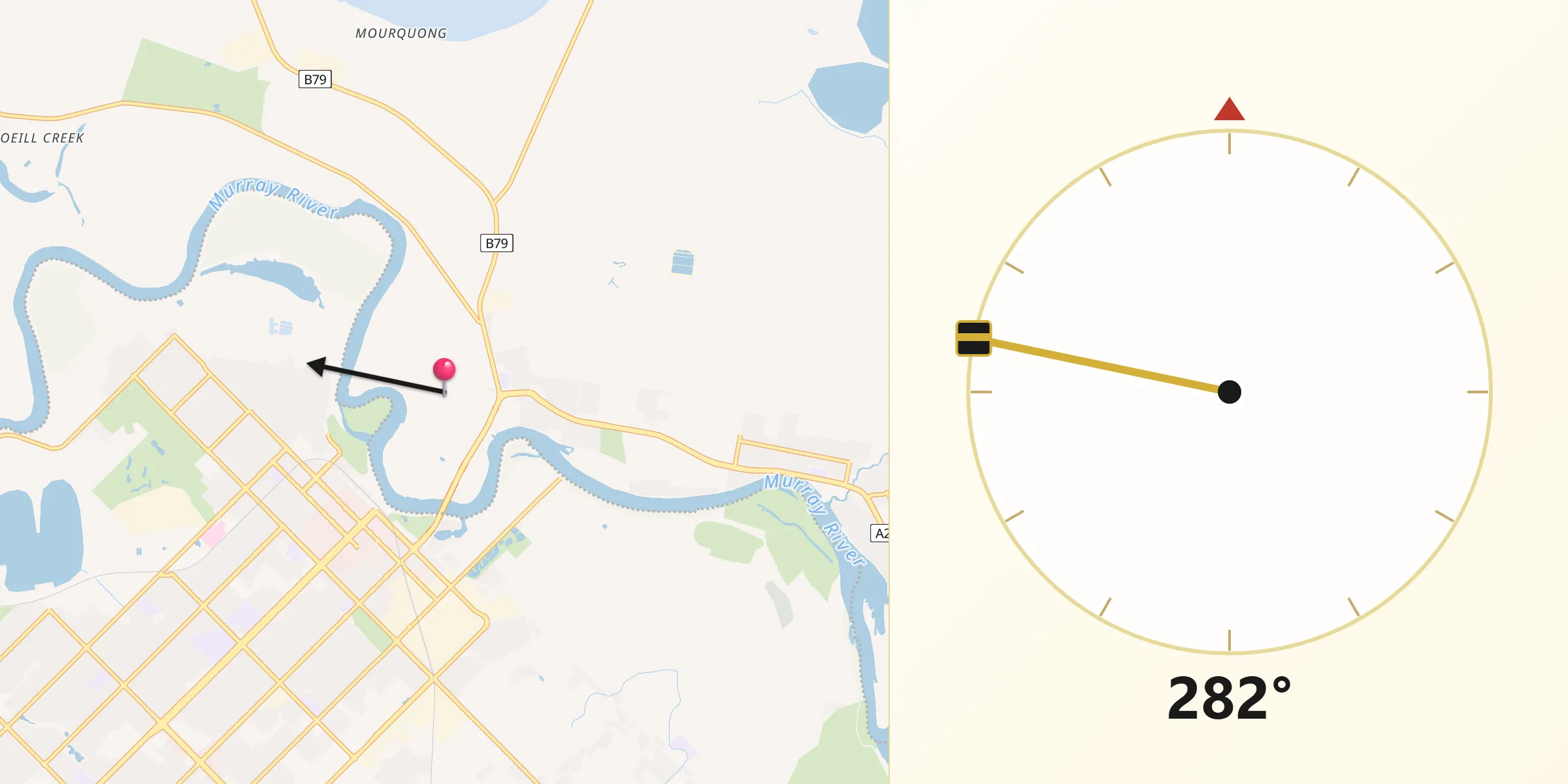 Qibla Direction from Buronga