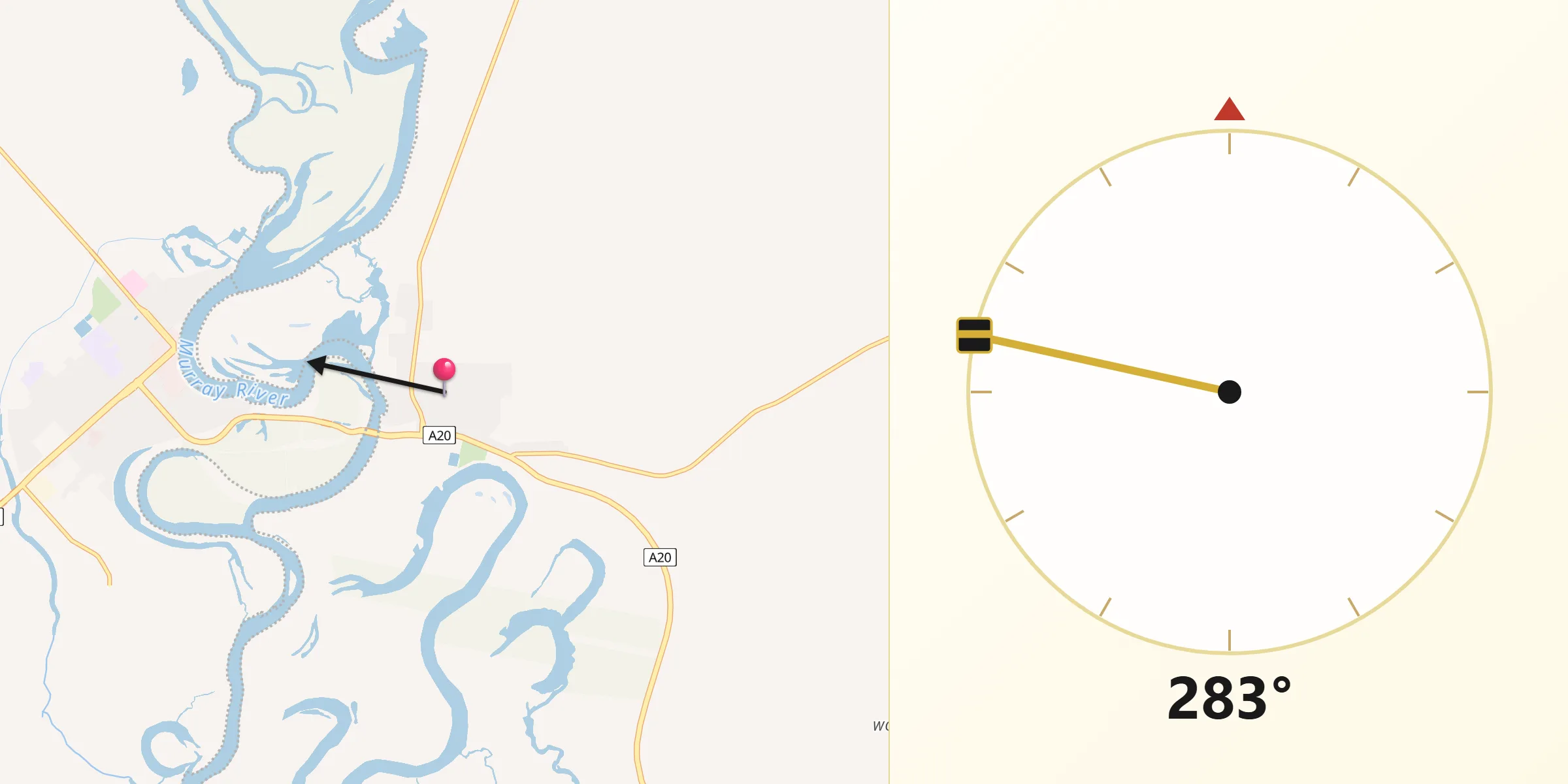 Qibla Direction from Paringa